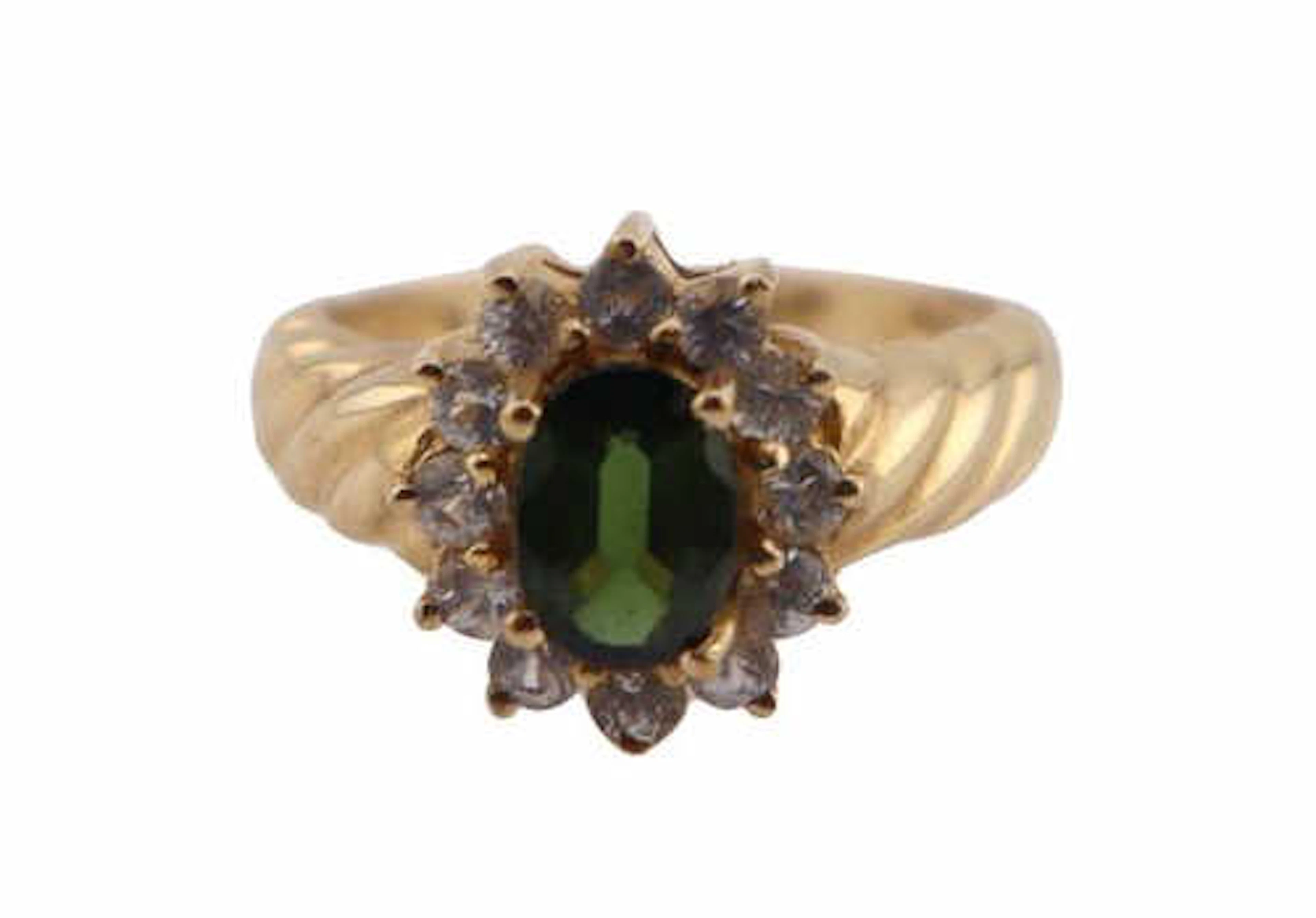 JEWELRY. 10kt Gold, Diamond, and Gem Ring.