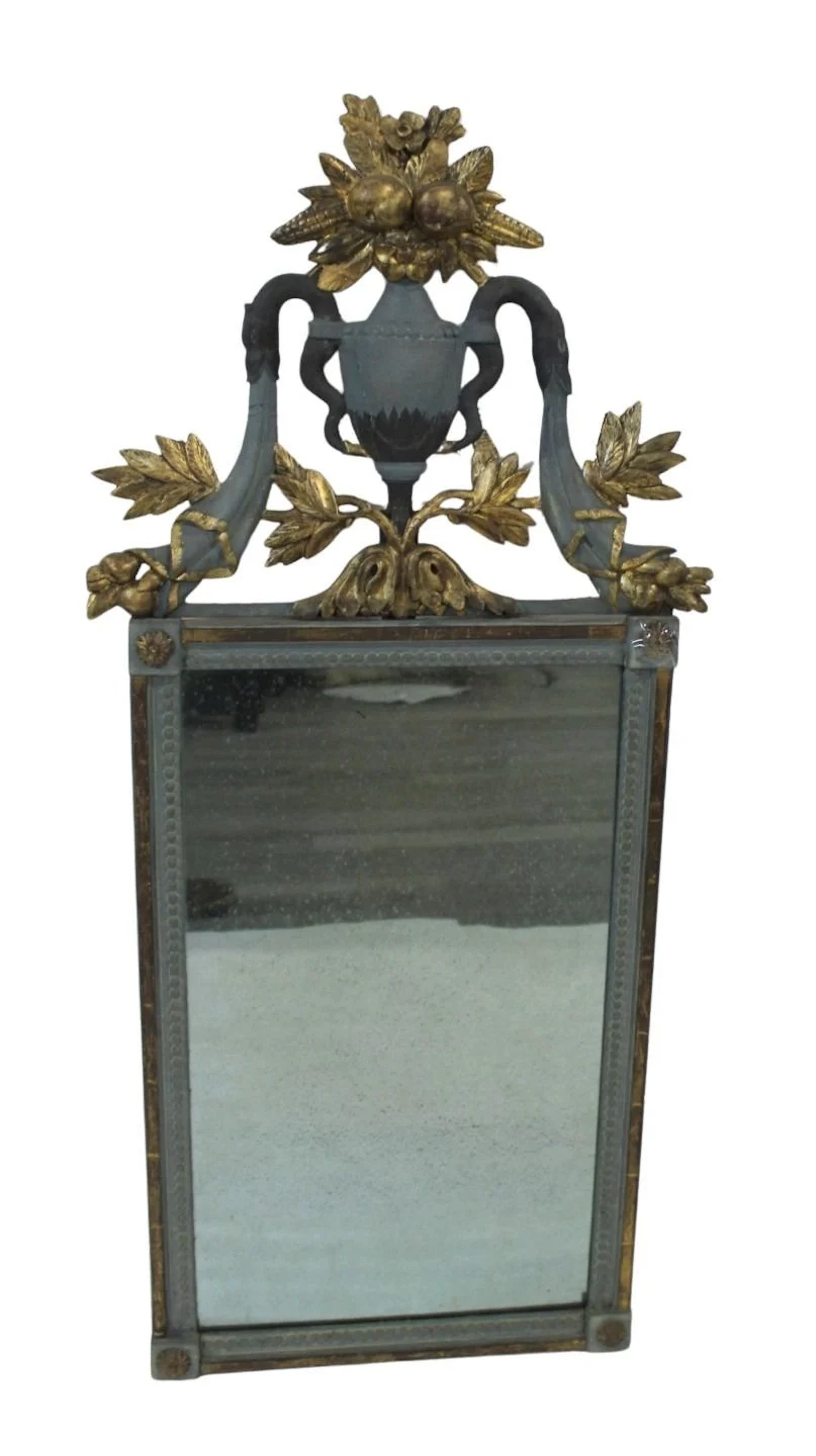 Antique Carved Gilt & Paint Decorated Mirror