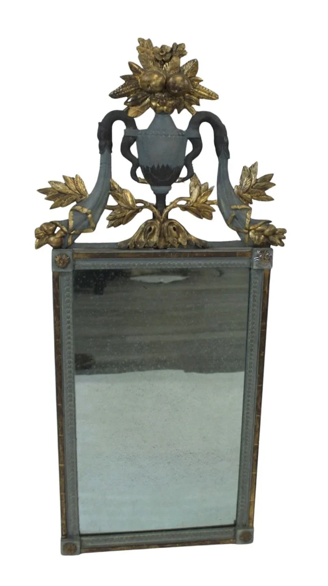 Antique Carved Gilt & Paint Decorated Mirror