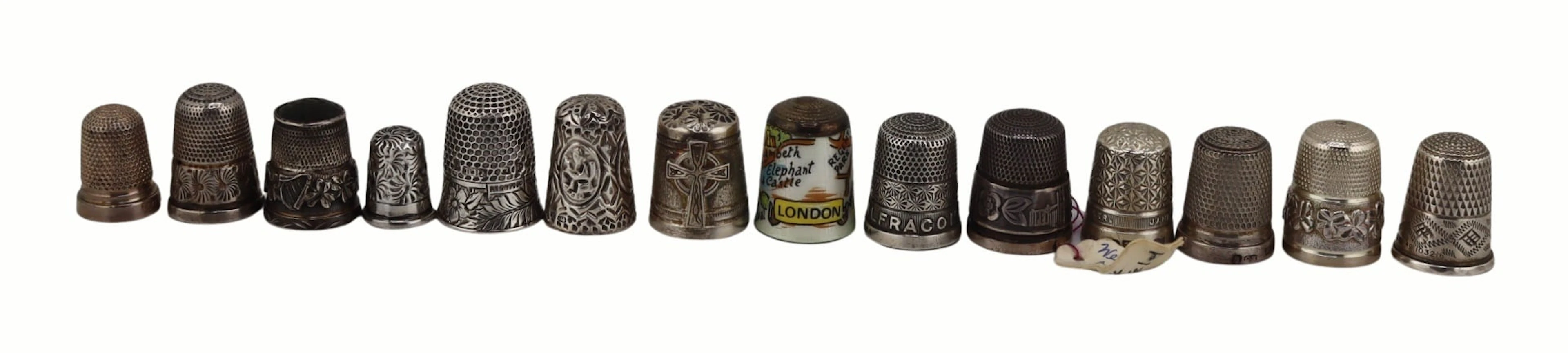 SILVER. (14) English Silver Thimbles.