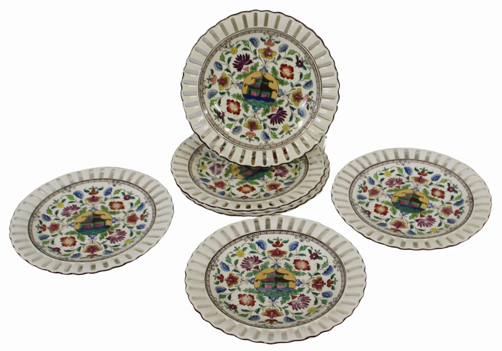 6 WEDGWOOD Futura Reticulated Porcelain Plates.