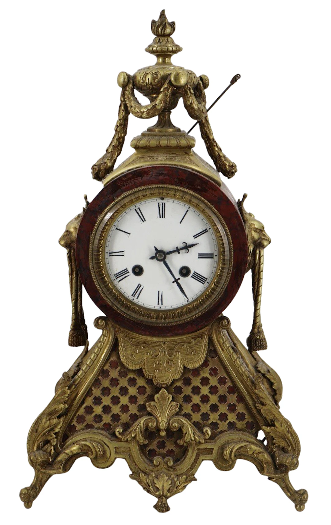 Fine Antique French Bronze Mounted Marble Clock.