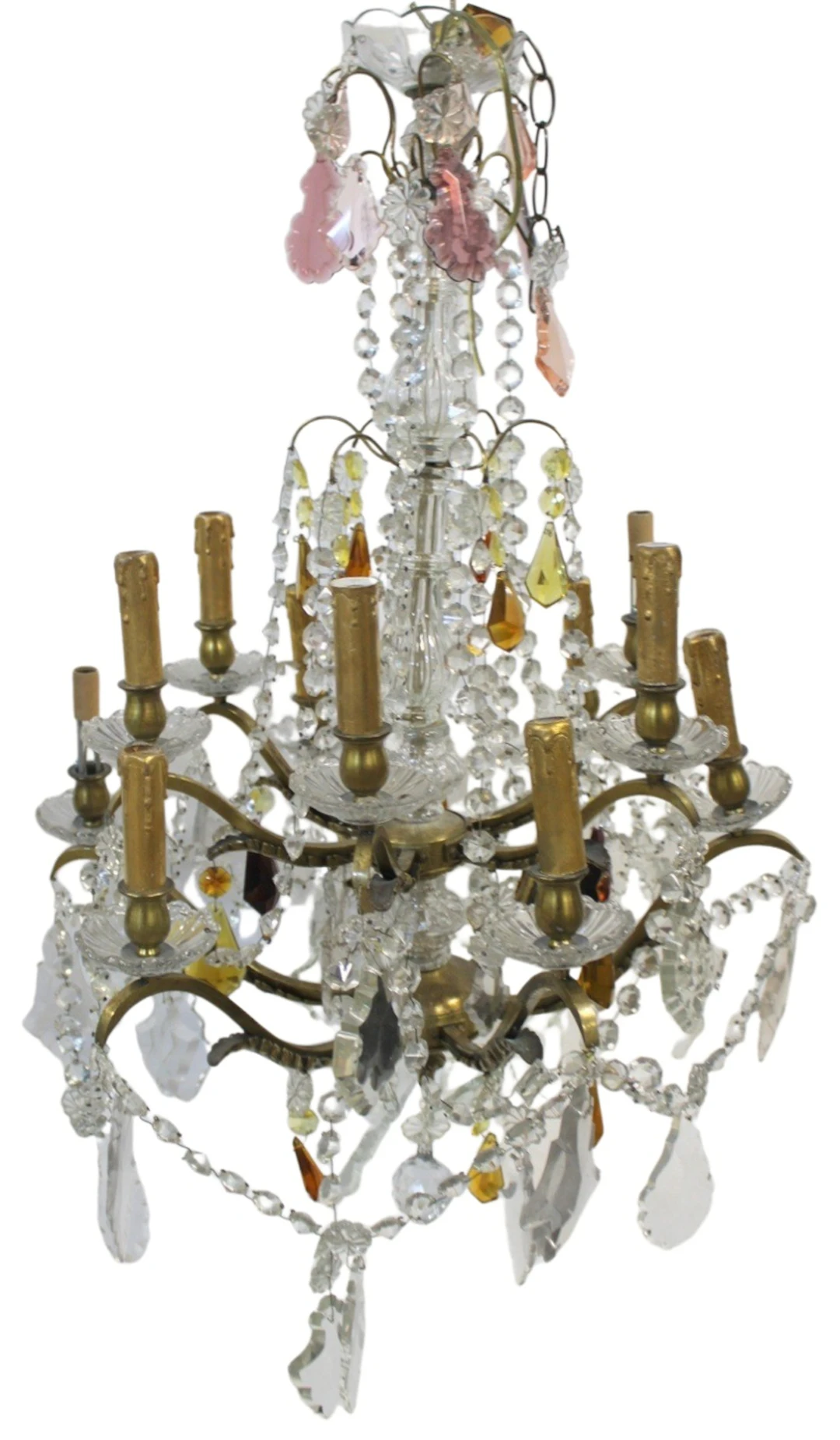 Large & Impressive 12 Arm Bronze & Crystal