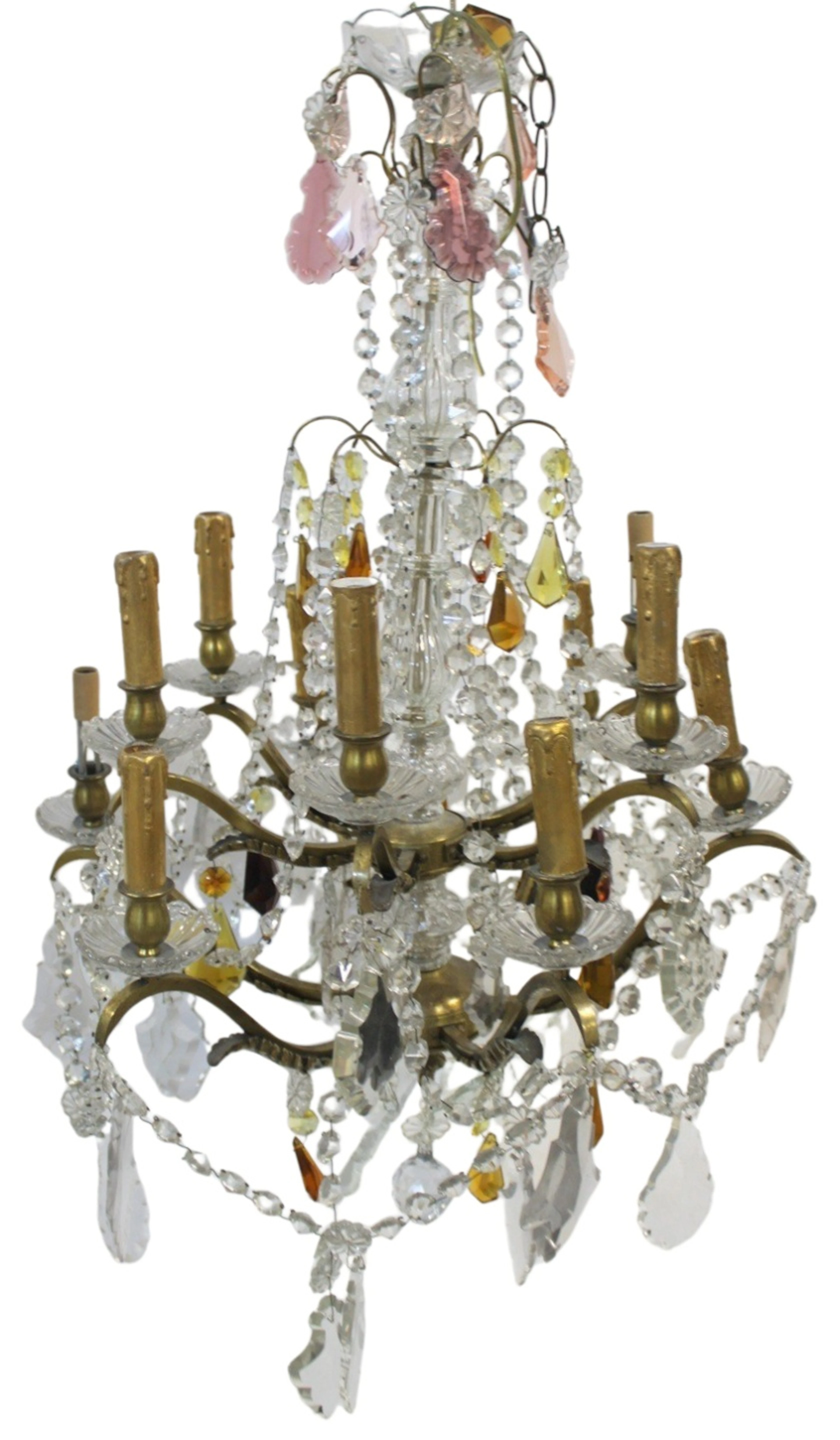 Large & Impressive 12 Arm Bronze & Crystal