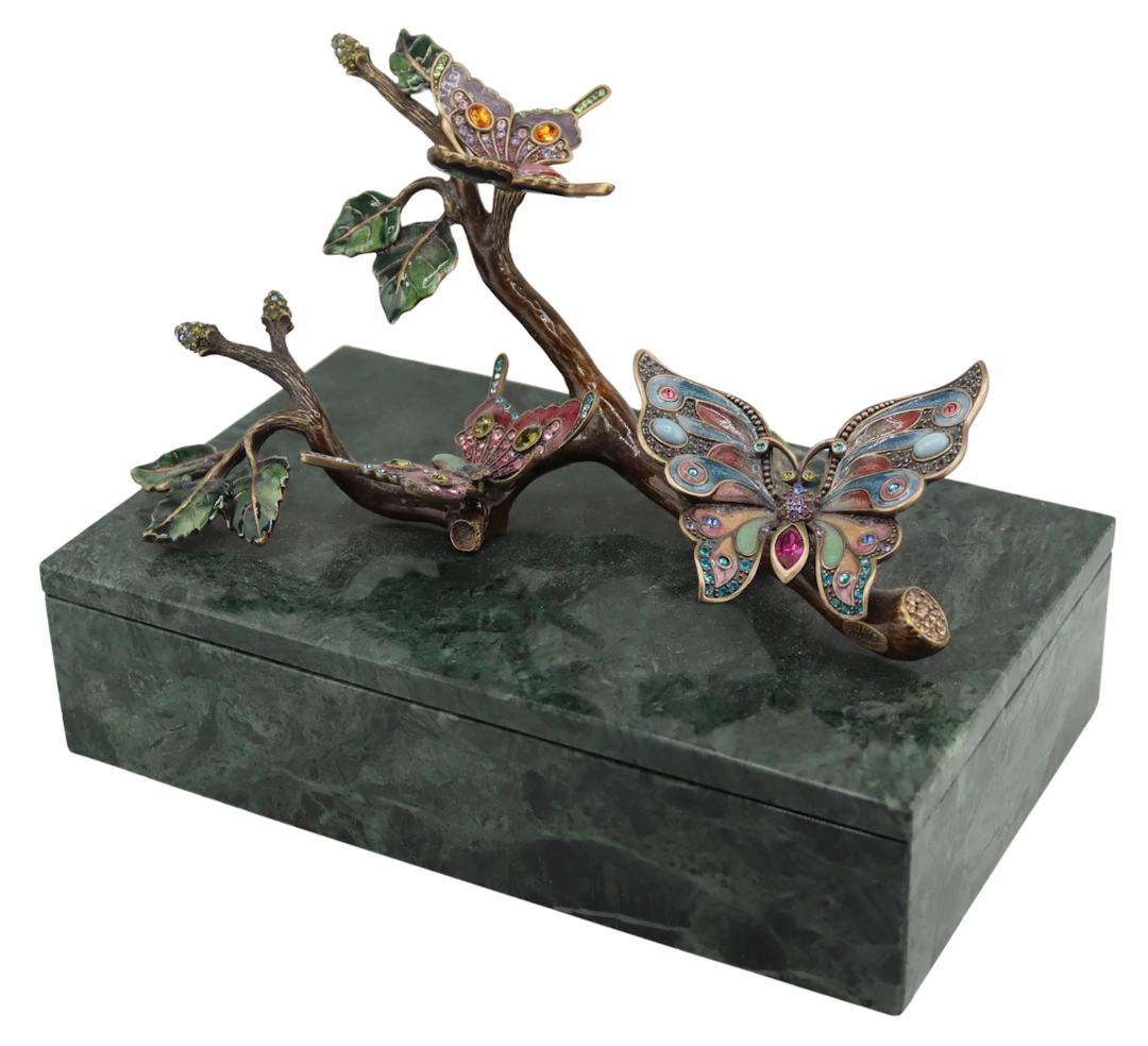 Jay Strongwater Butterfly and Flora Lidded Box.