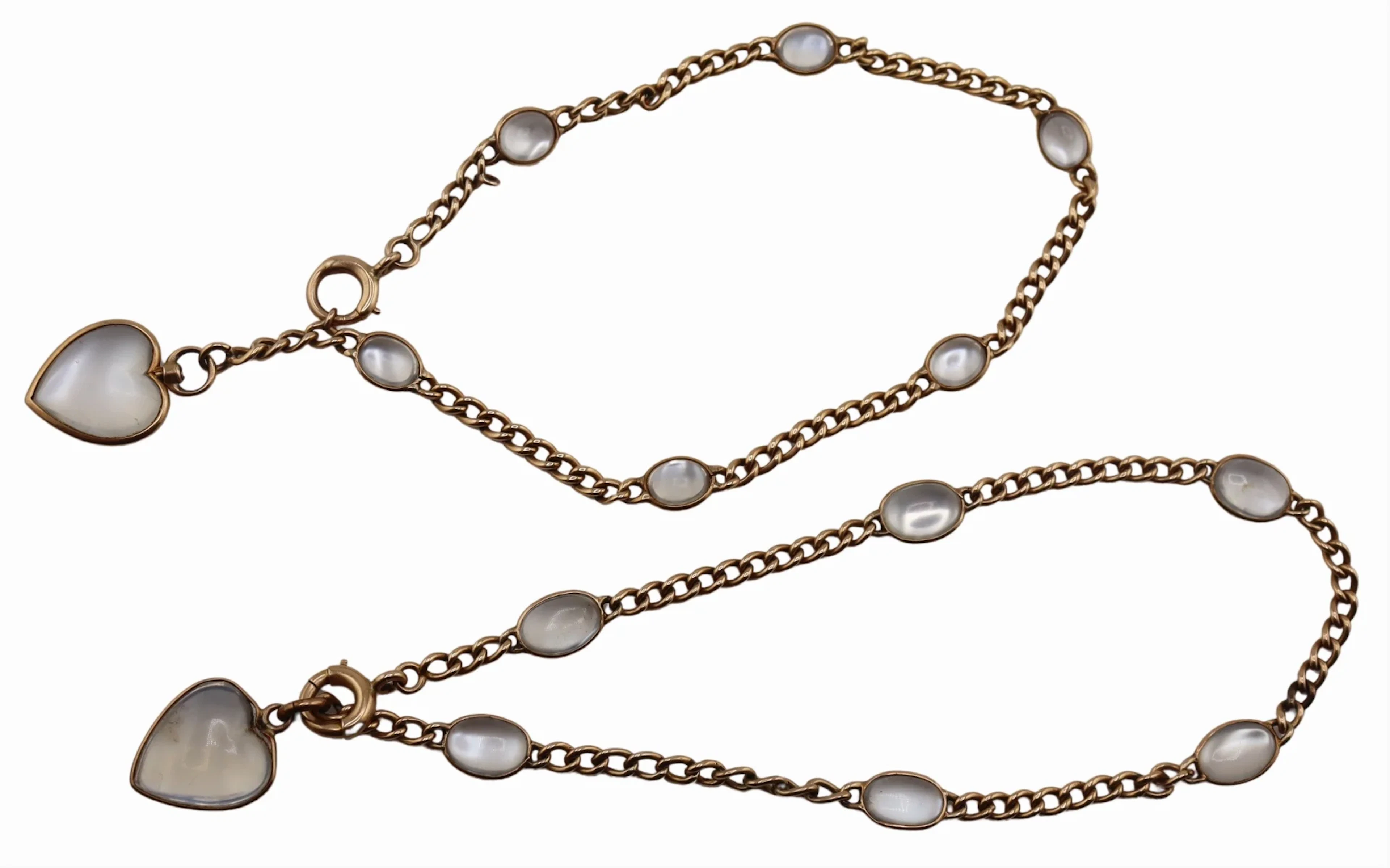 JEWELRY. (2) 13kt Gold and Moonstone Inspired