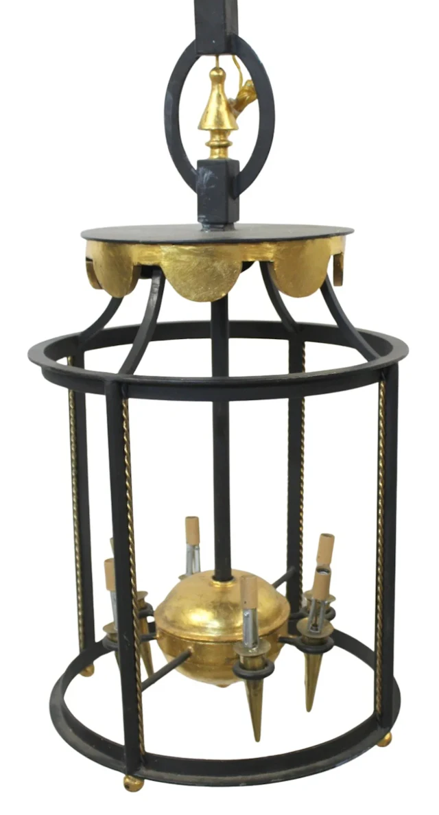 Vintage Patinated & Gilt Metal Chandelier.