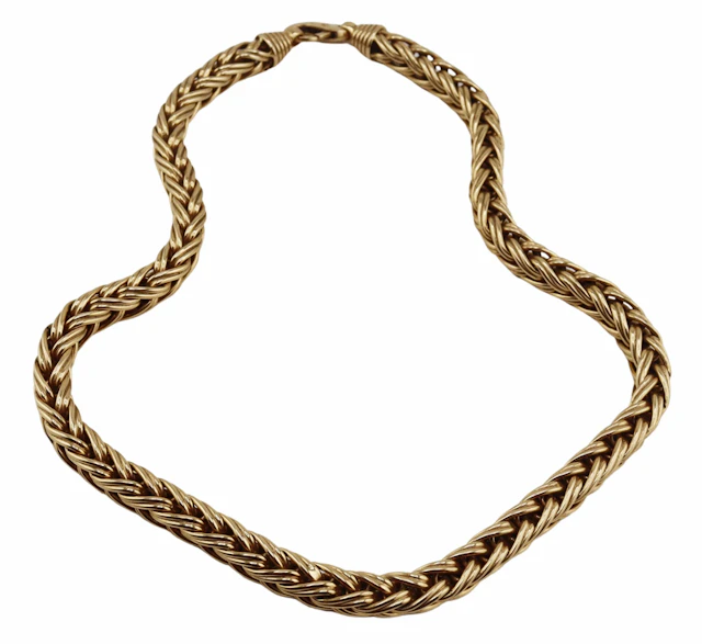 JEWELRY. Signed DC Italian 14kt Gold Wheat Chain