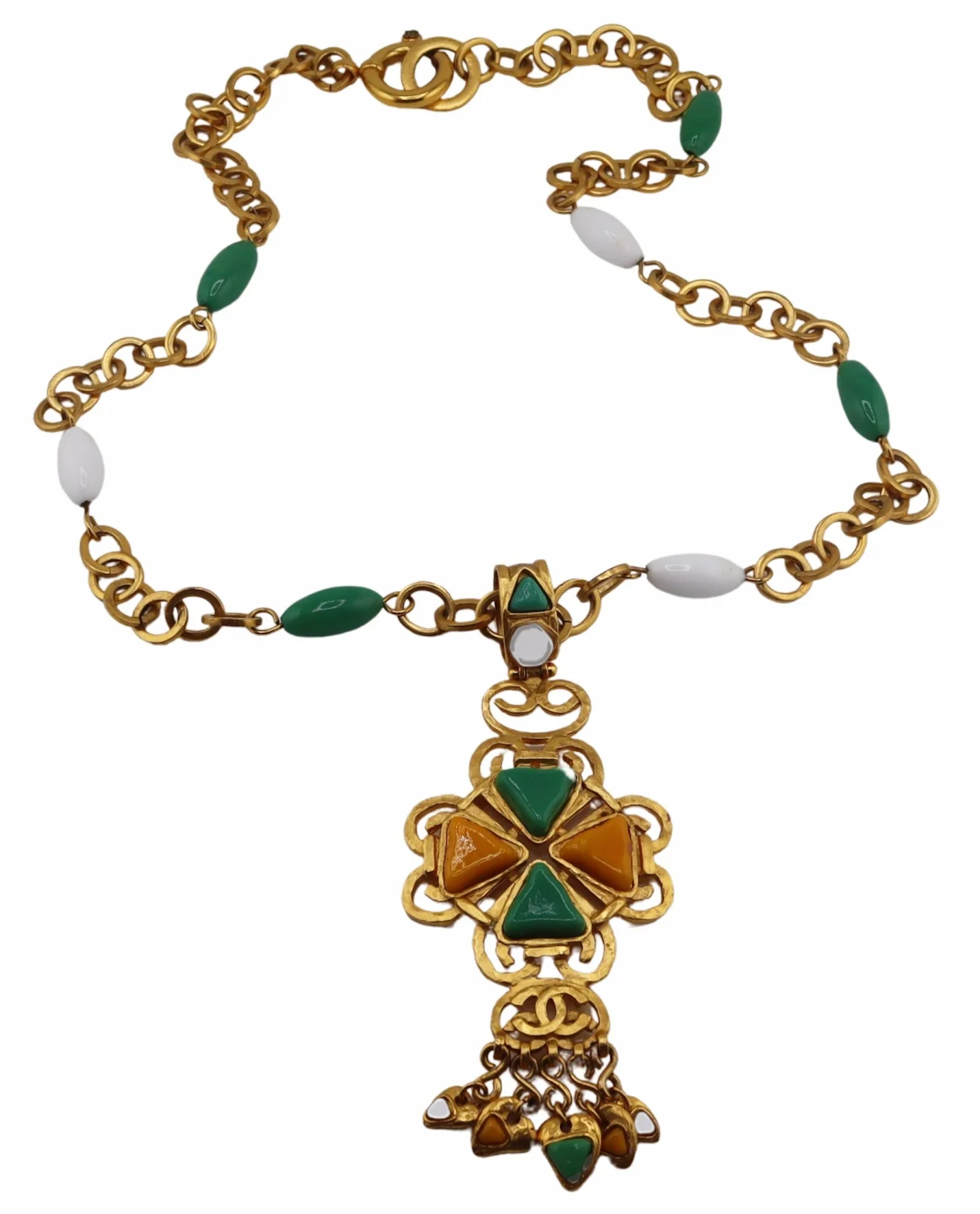 COUTURE. Chanel Gripoix and Gold-tone Pendant on