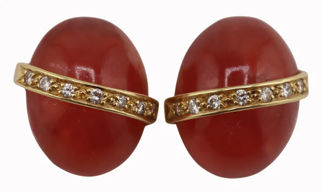 JEWELRY. Pair of 17.5kt Gold, Gem and Diamond
