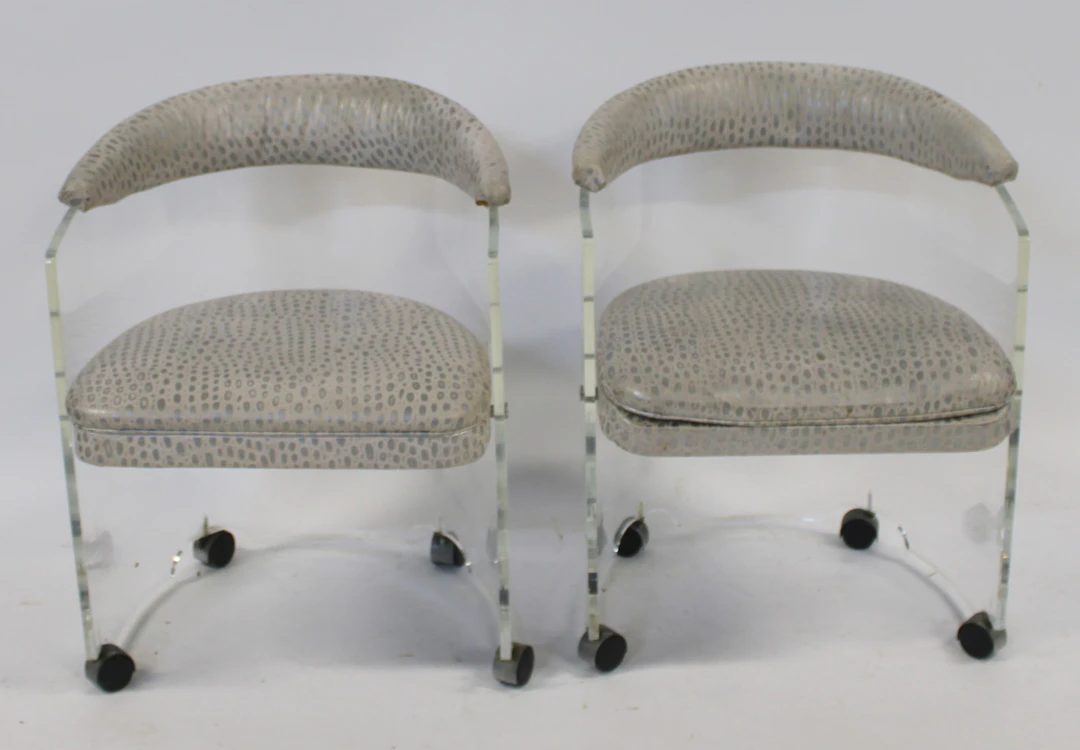 After Vladimir Kagan Pair of Lucite Chairs.