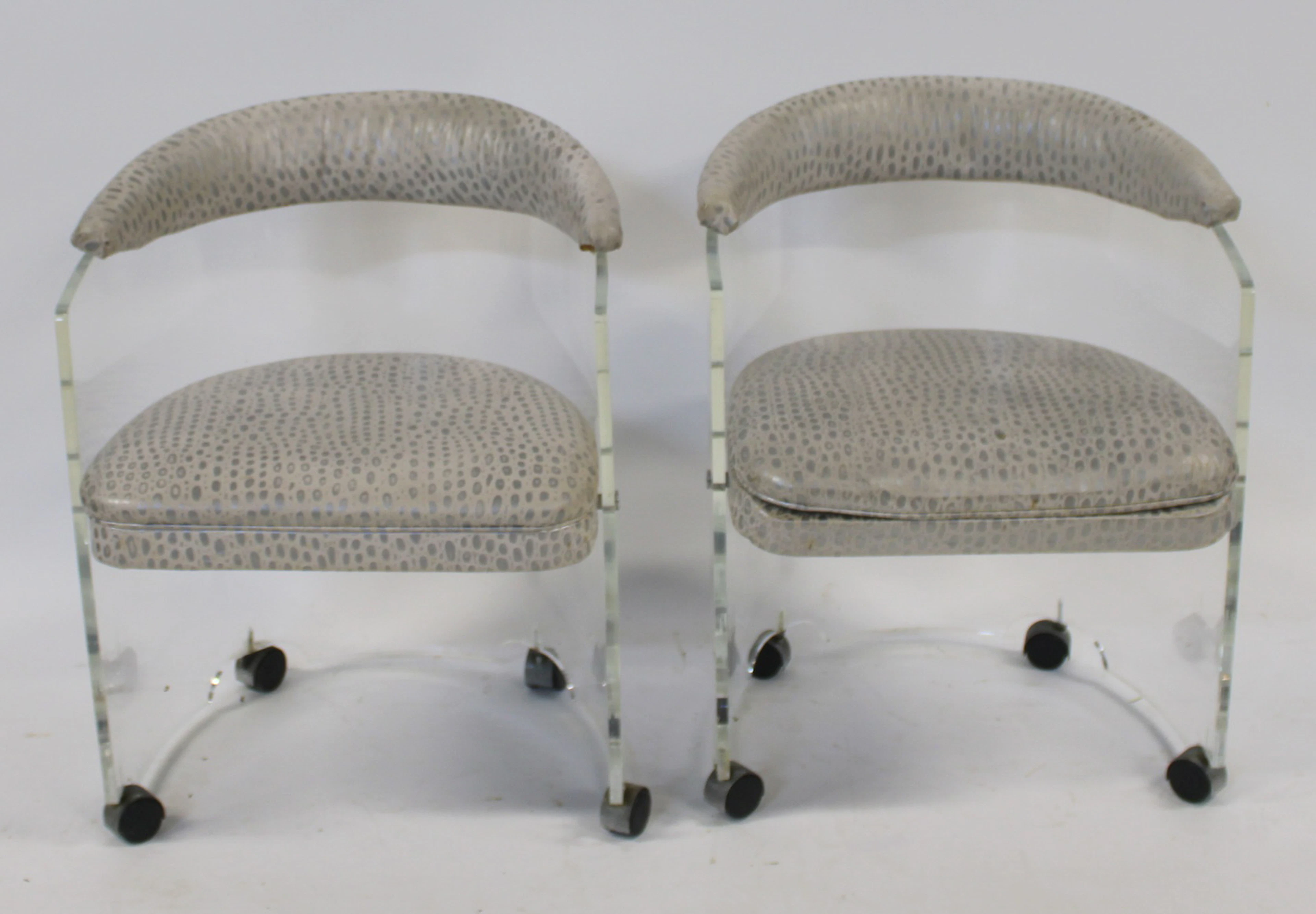 After Vladimir Kagan Pair of Lucite Chairs.