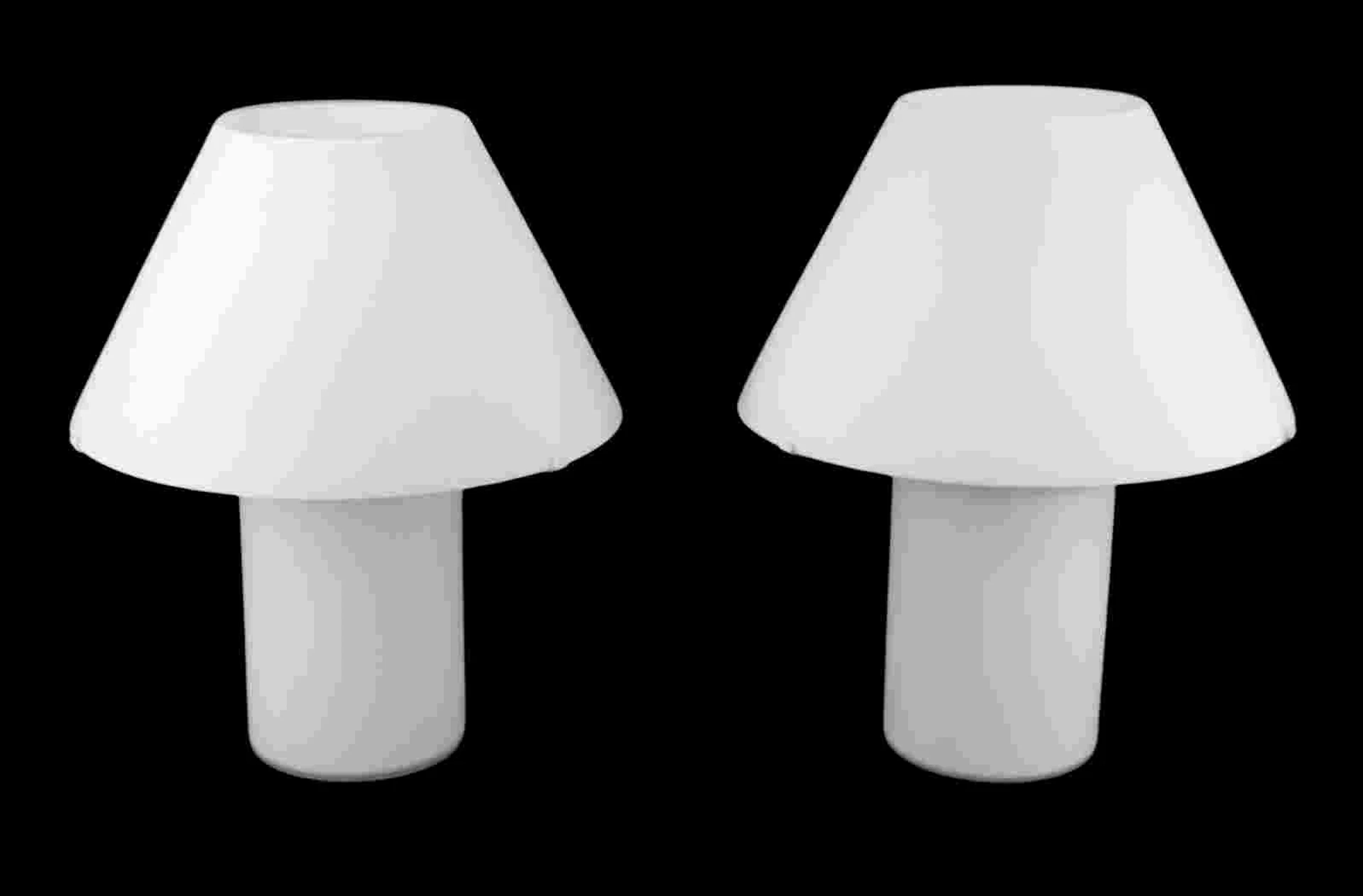 Pr Midcentury Glass Lamps with Glass Shades.