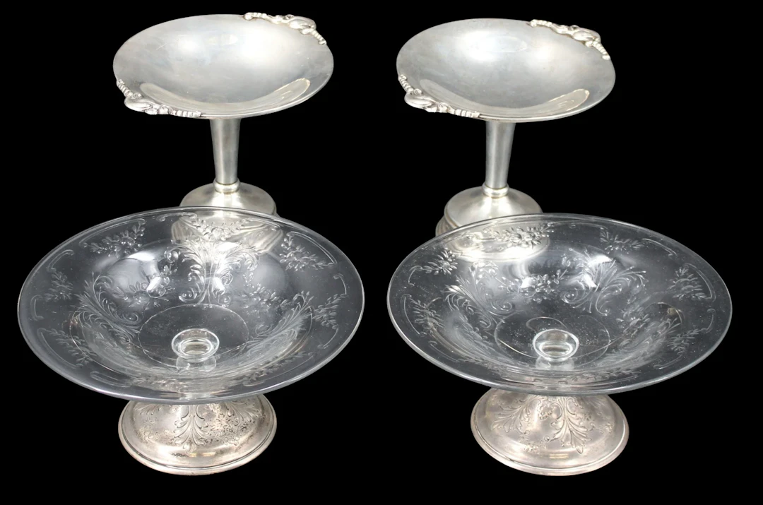 STERLING. Group of (2) Prs of Silver Tazzas
