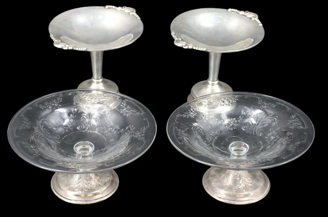 STERLING. Group of (2) Prs of Silver Tazzas