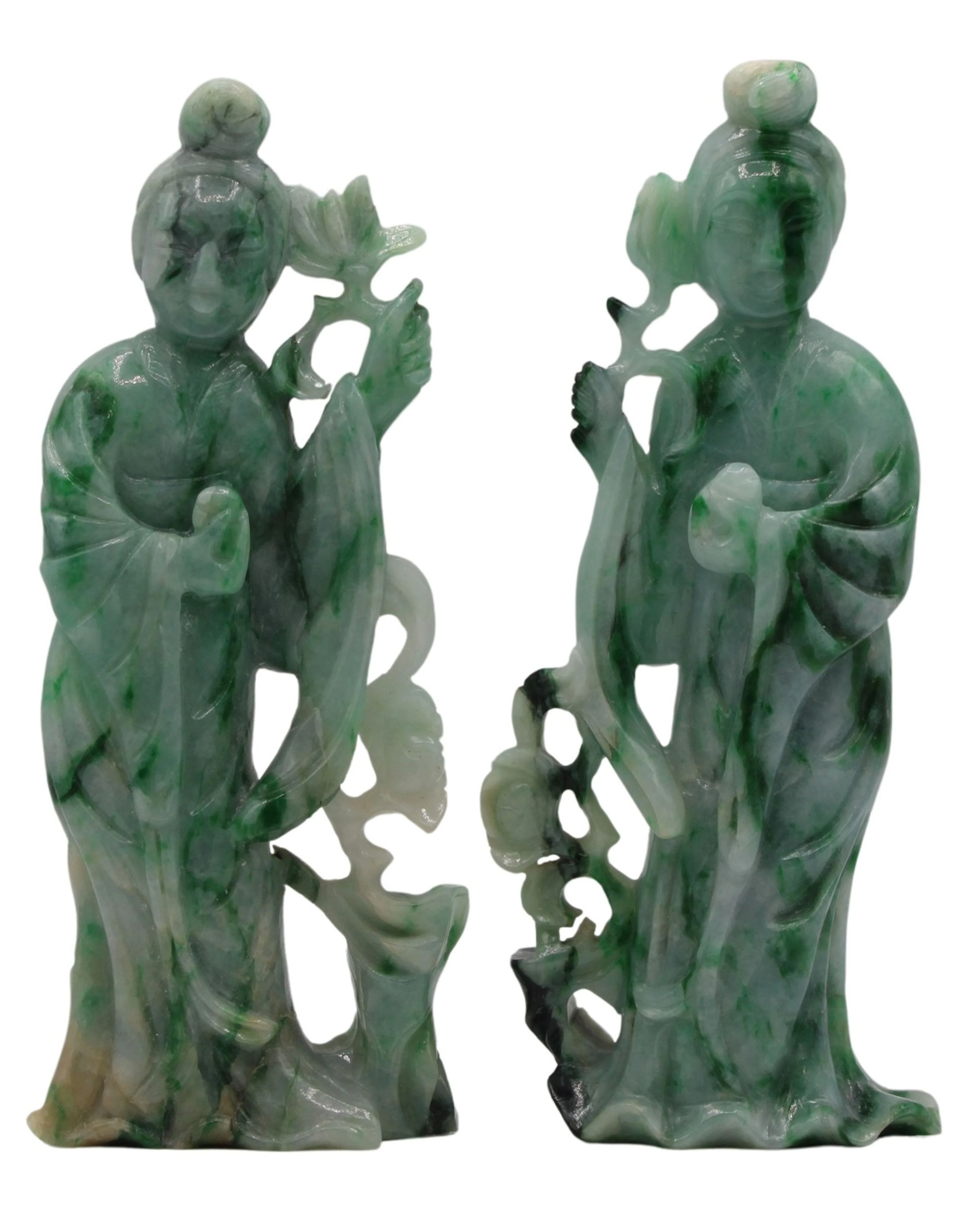 Pair of Chinese Jade Quan Yin Carvings.