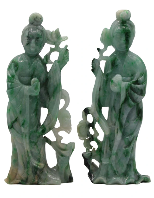 Pair of Chinese Jade Quan Yin Carvings.