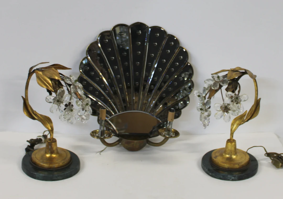 Midcentury Pr Of Lamps Together With A Sconce .