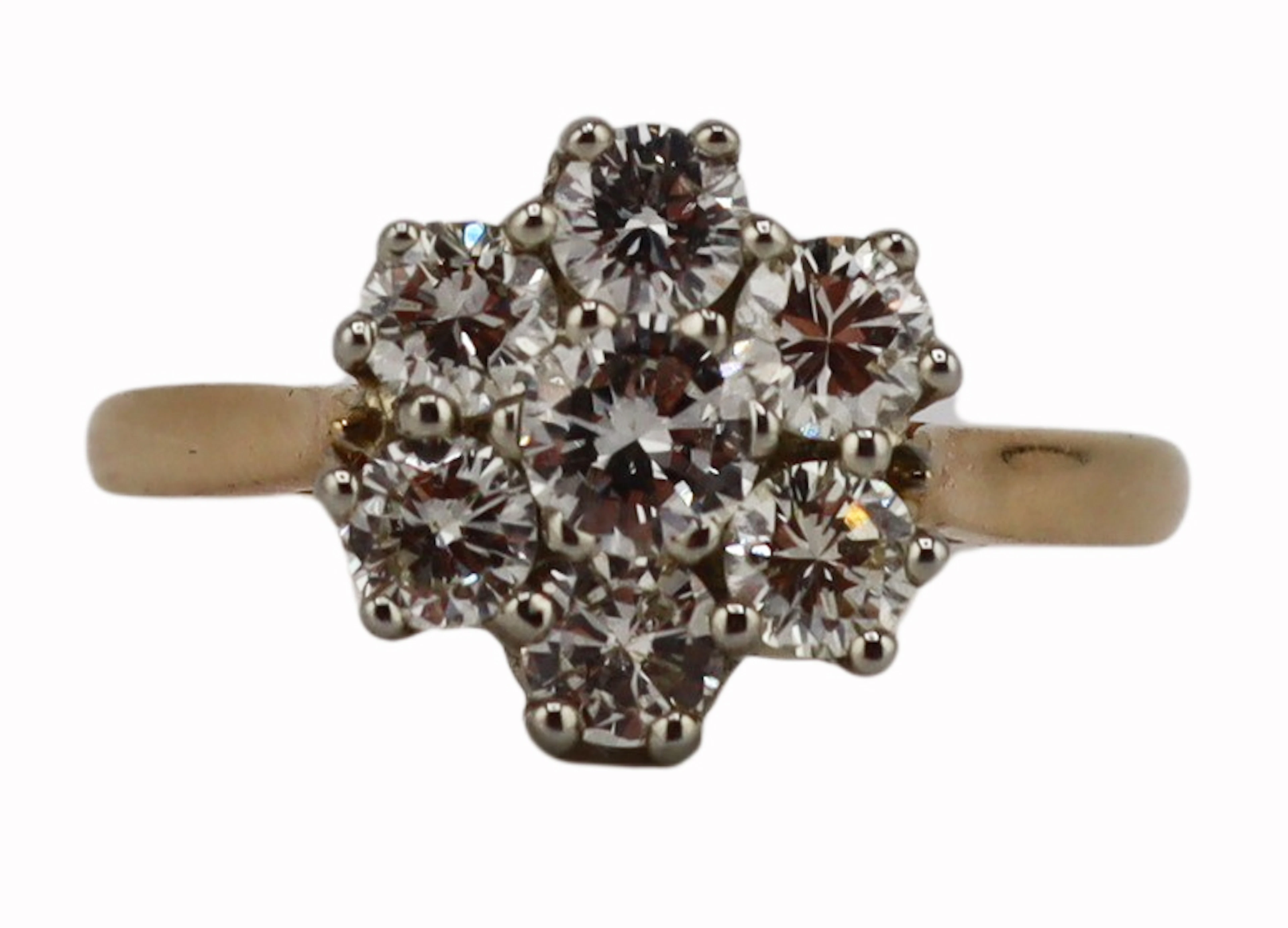 JEWELRY. T.D.C. 17.5 kt Gold & Diamond Floral Ring
