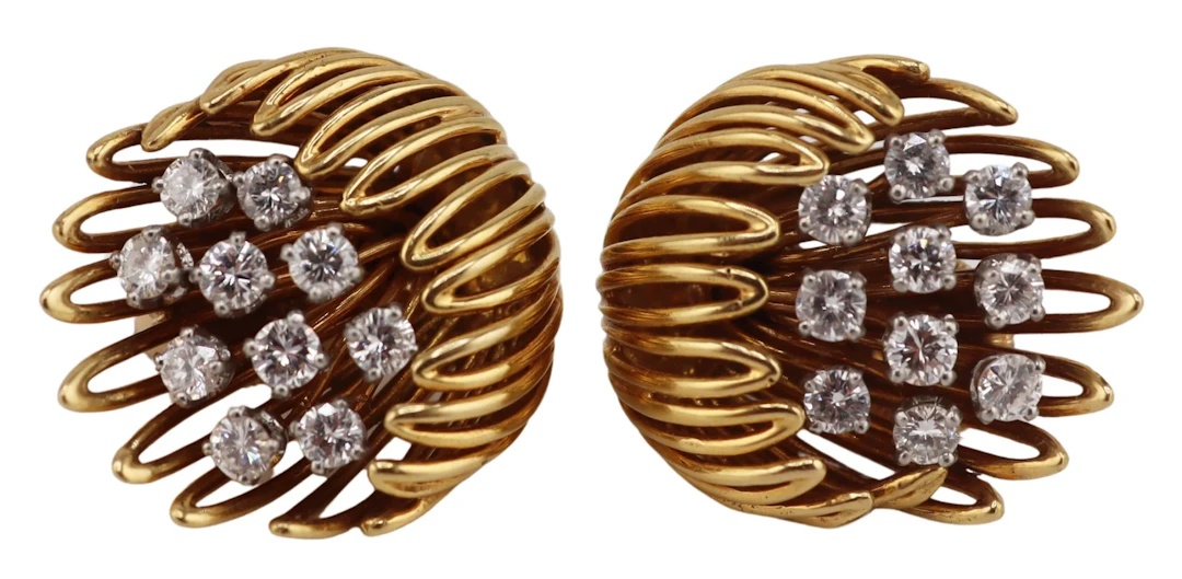 JEWELRY. Pair of Cartier 18kt Gold and Diamond