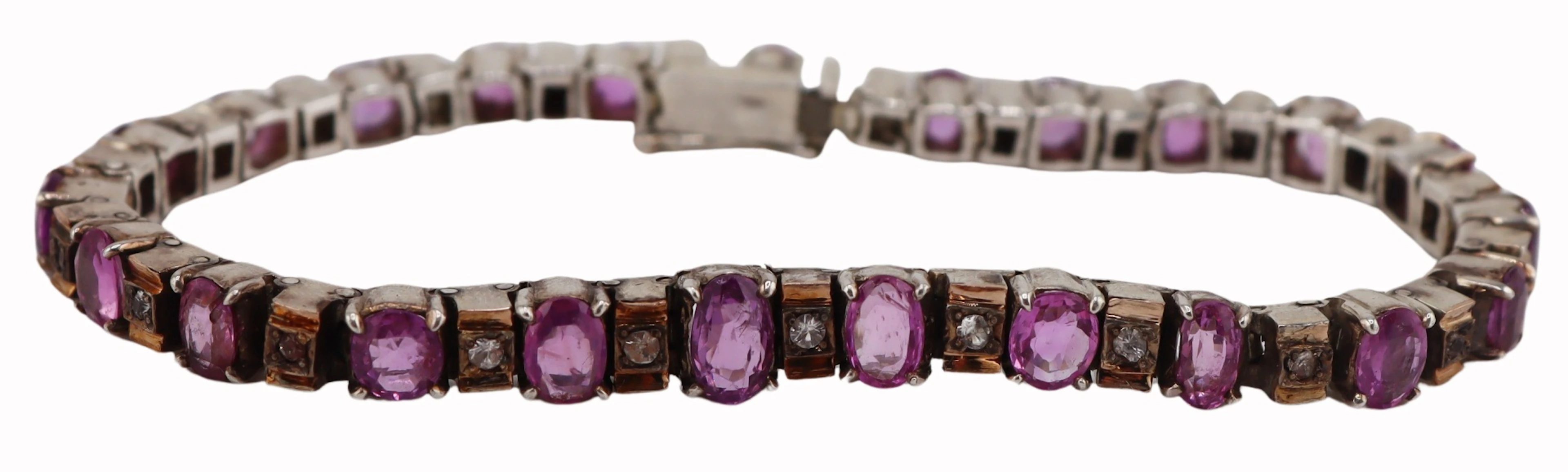 JEWELRY. Vintage Silver and Gem Line Bracelet.