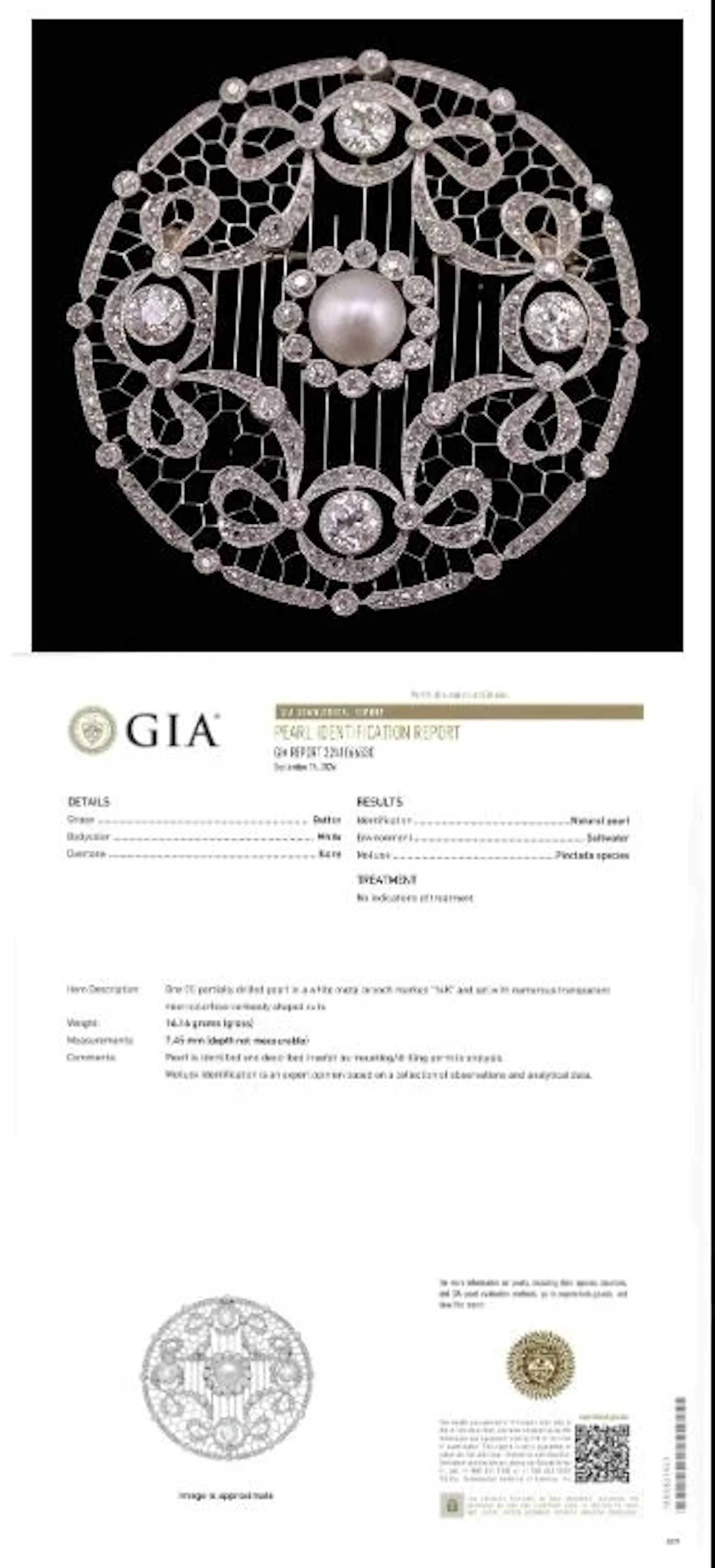 JEWELRY. Edwardian Platinum NATURAL Pearl and