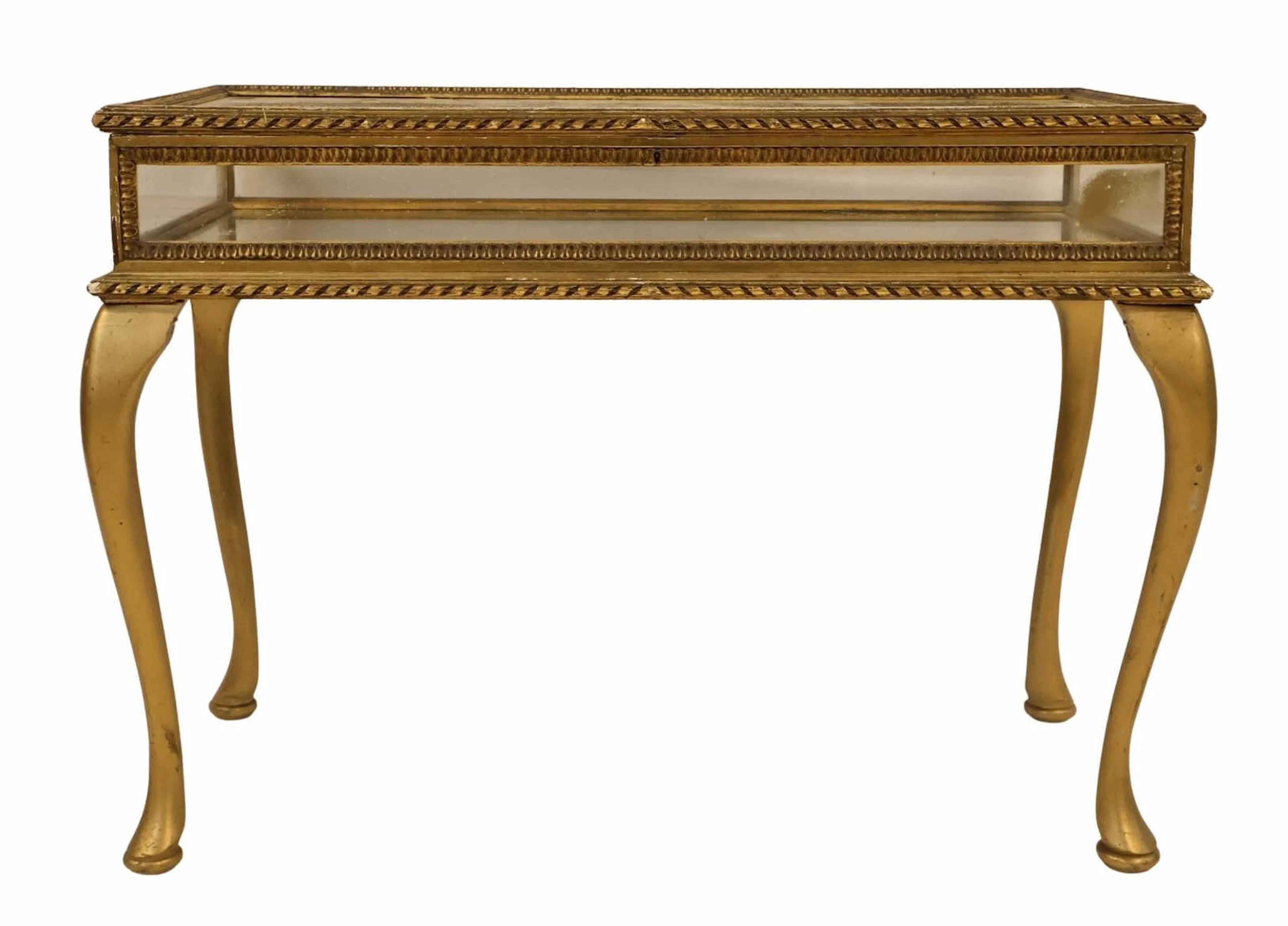 Midcentury Queen Ann Style Giltwood Vitrine or