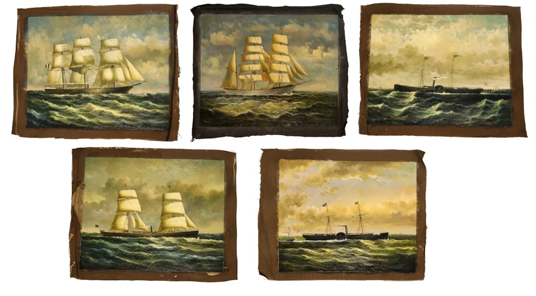 20TH CENTURY CLIPPER AND STEAMSHIP PAINTINGS [5].