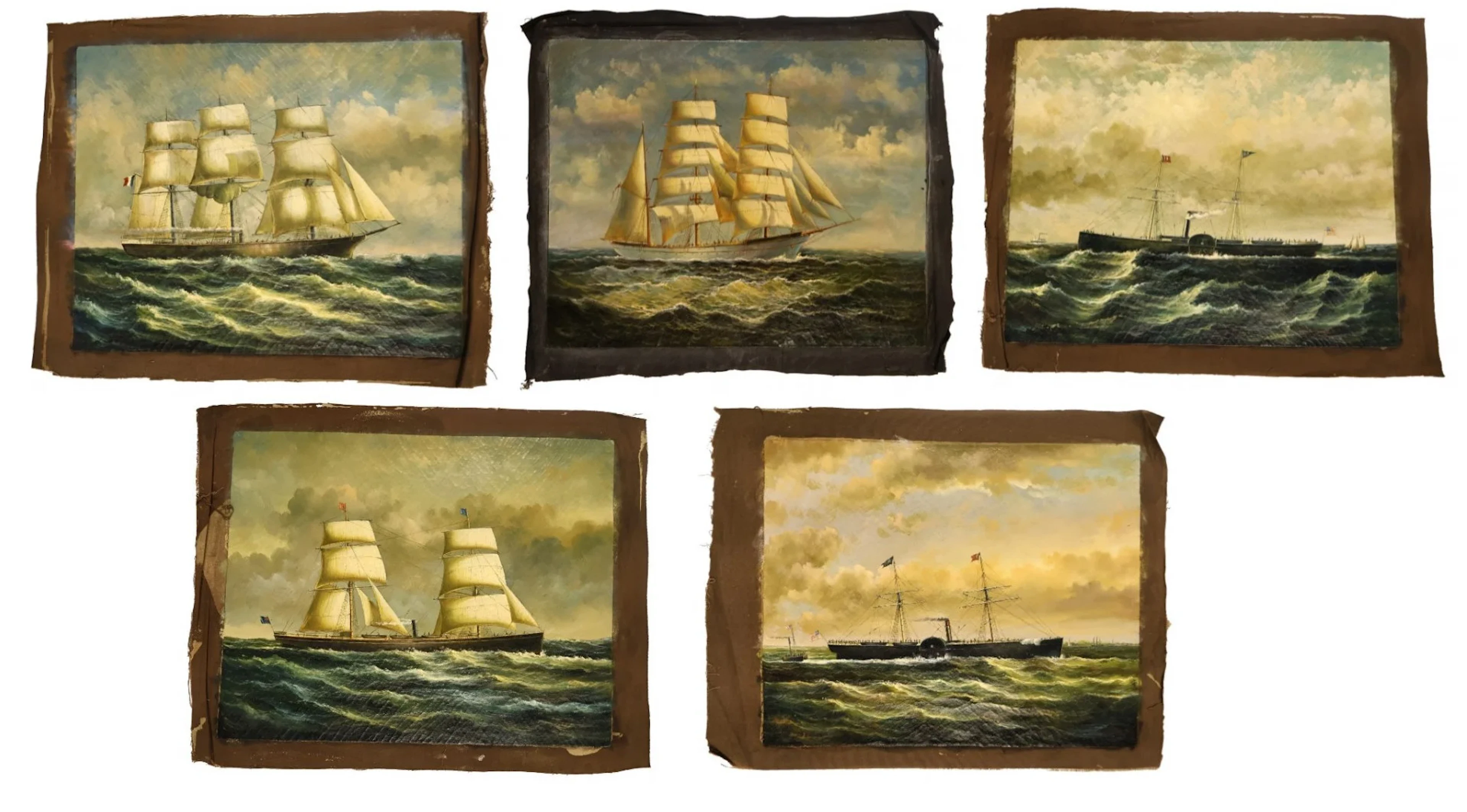 20TH CENTURY CLIPPER AND STEAMSHIP PAINTINGS [5].