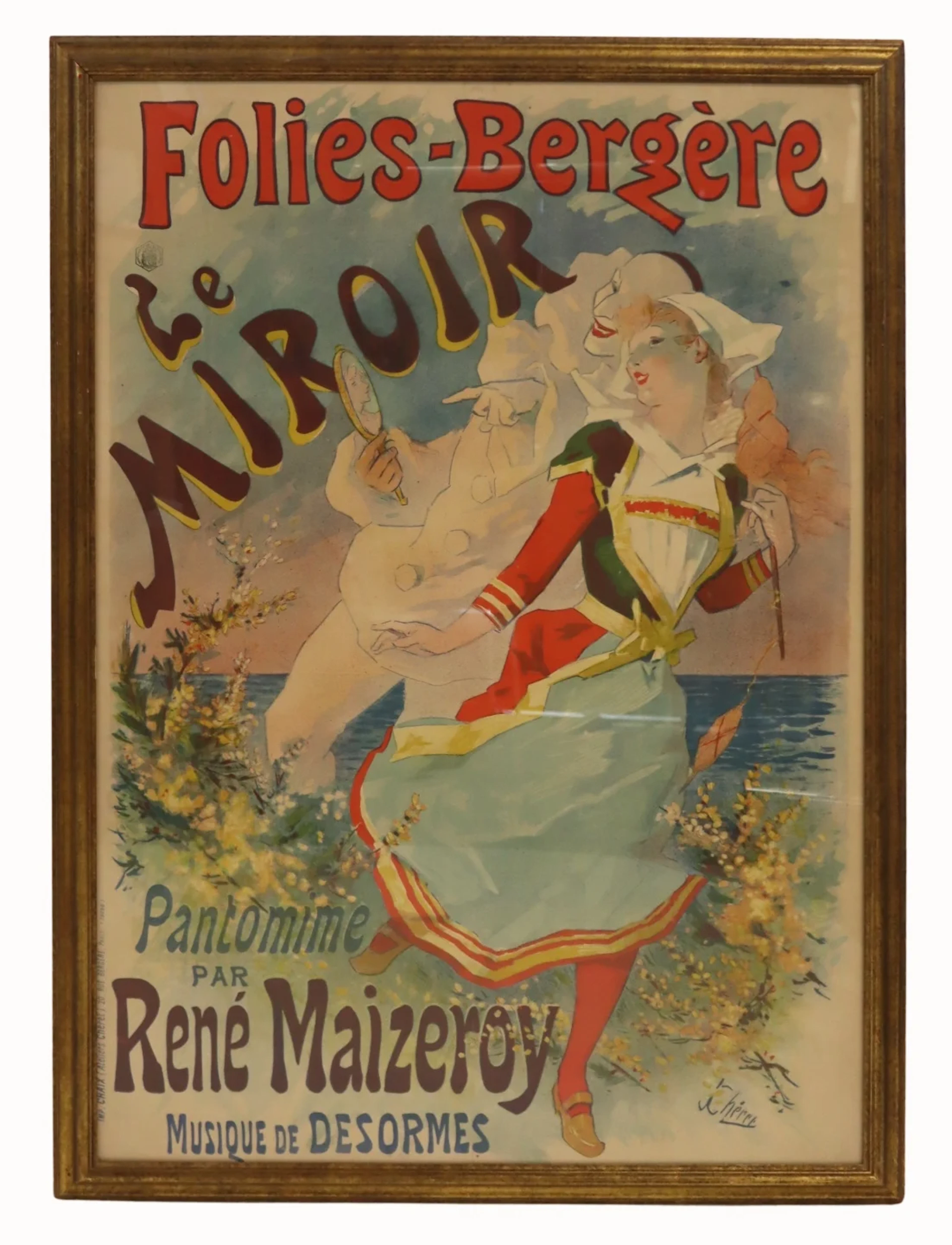 JULES CHERET Framed Follies Bergere Poster.