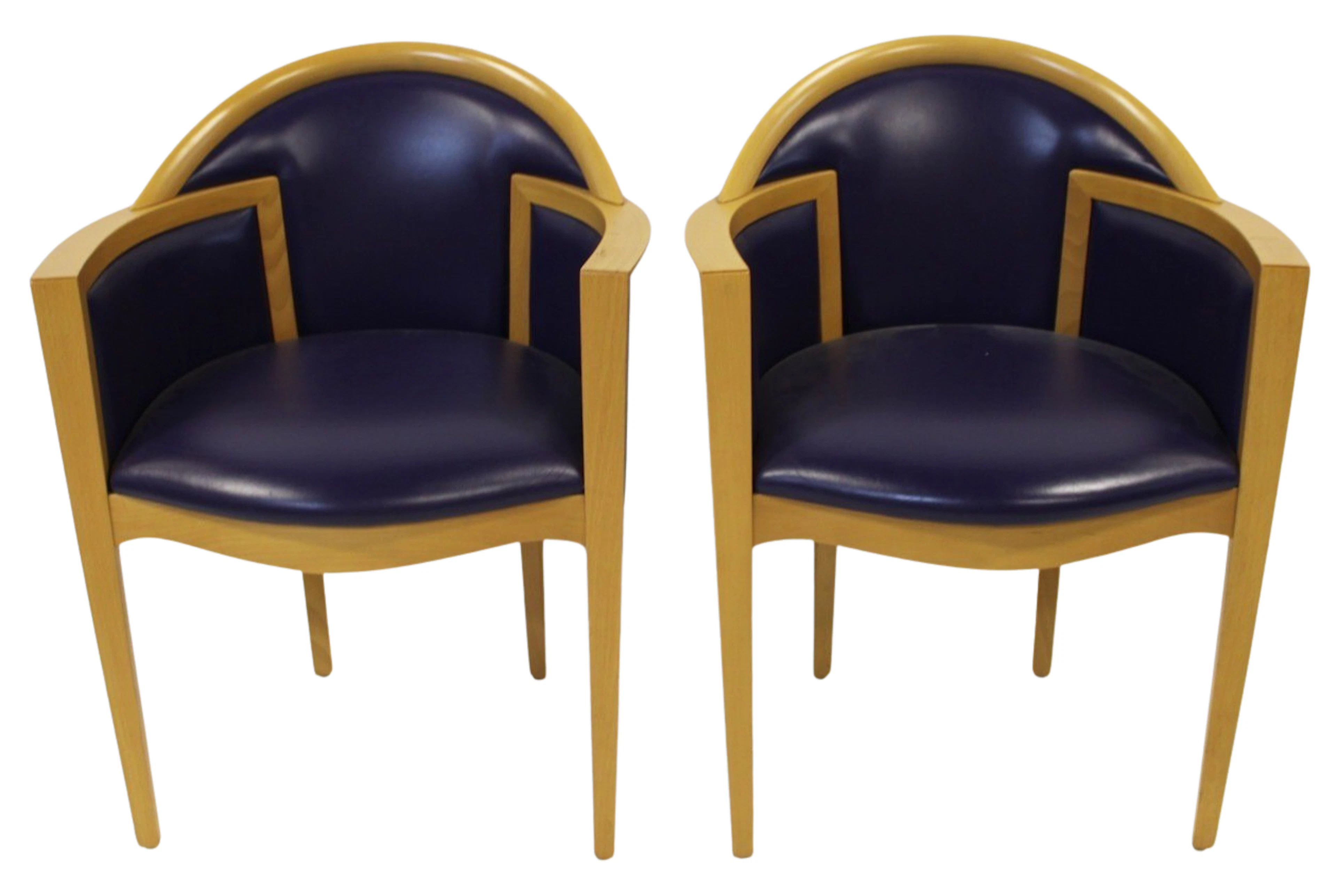 POTOCCO Signed Pair of Blonde Modernist Chairs.