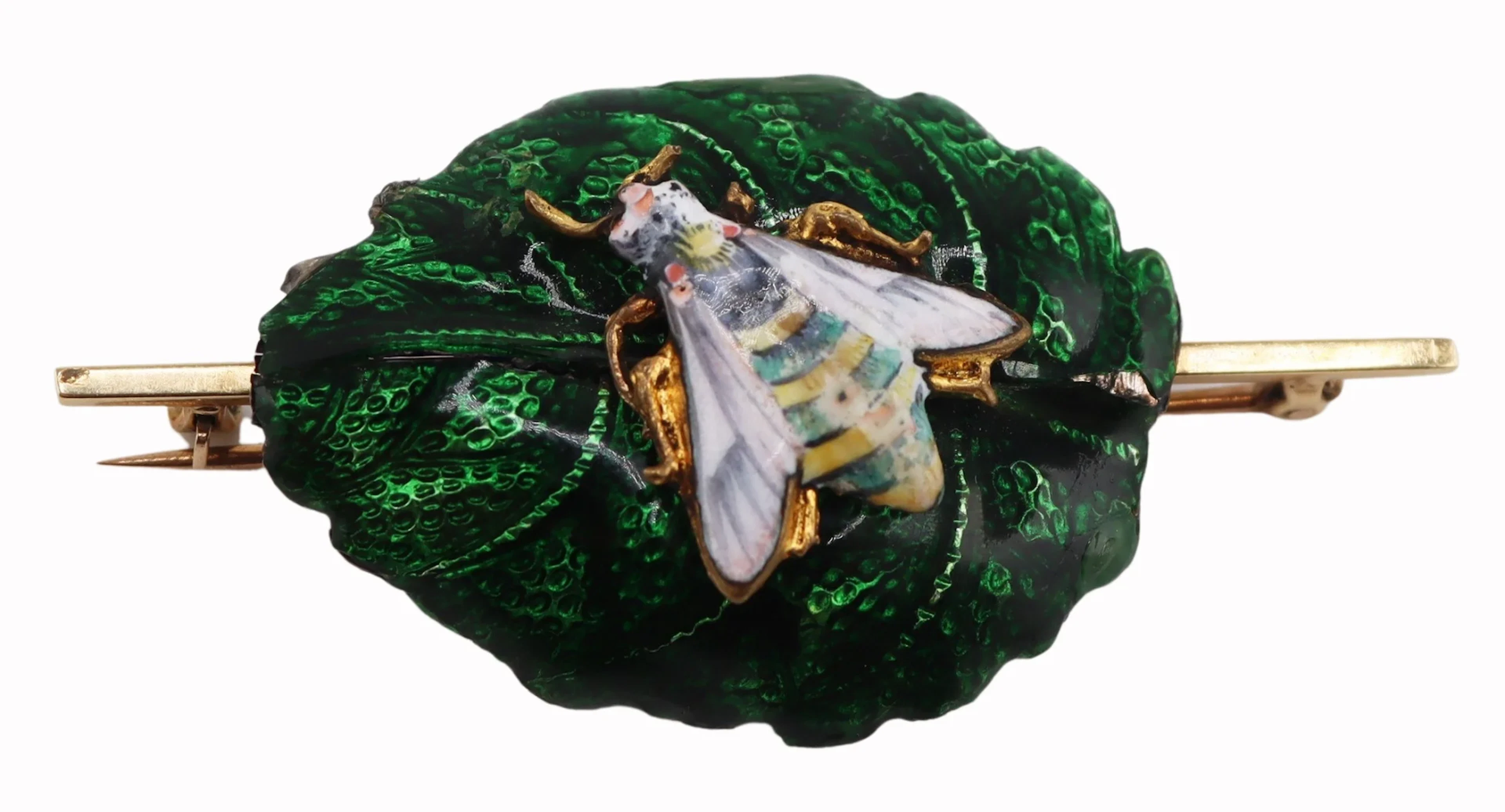 JEWELRY. Ellis Bros. 13kt Gold and Enamel Bug