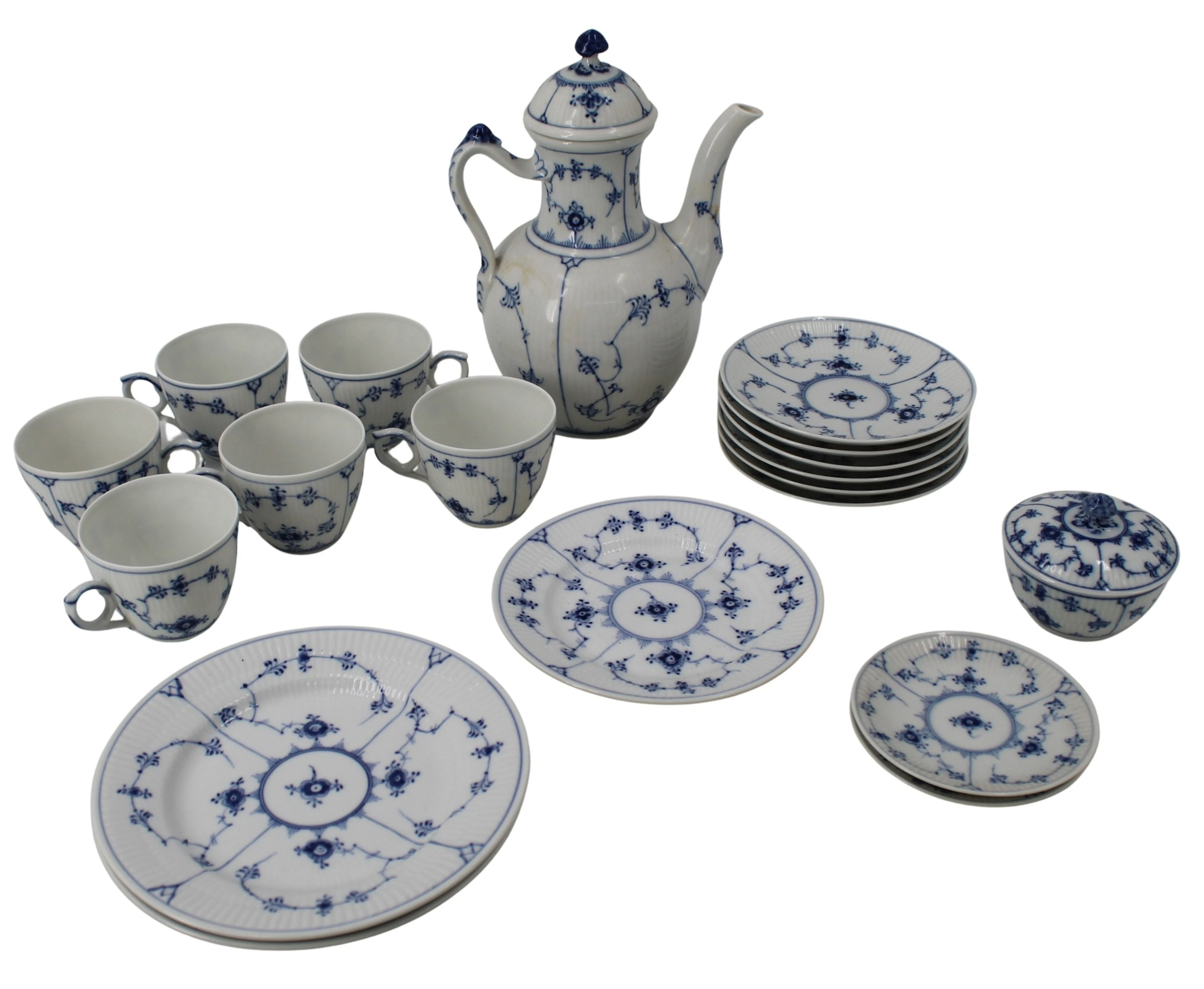 Part Set Royal Copenhagen Blue Fluted Plain China