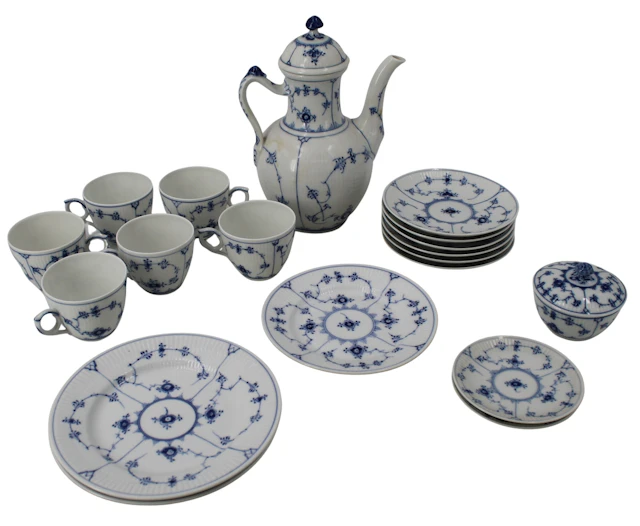 Part Set Royal Copenhagen Blue Fluted Plain China
