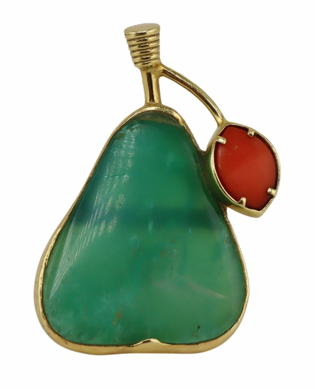 JEWELRY. Italian 18kt Gold and Polished Gem Pear