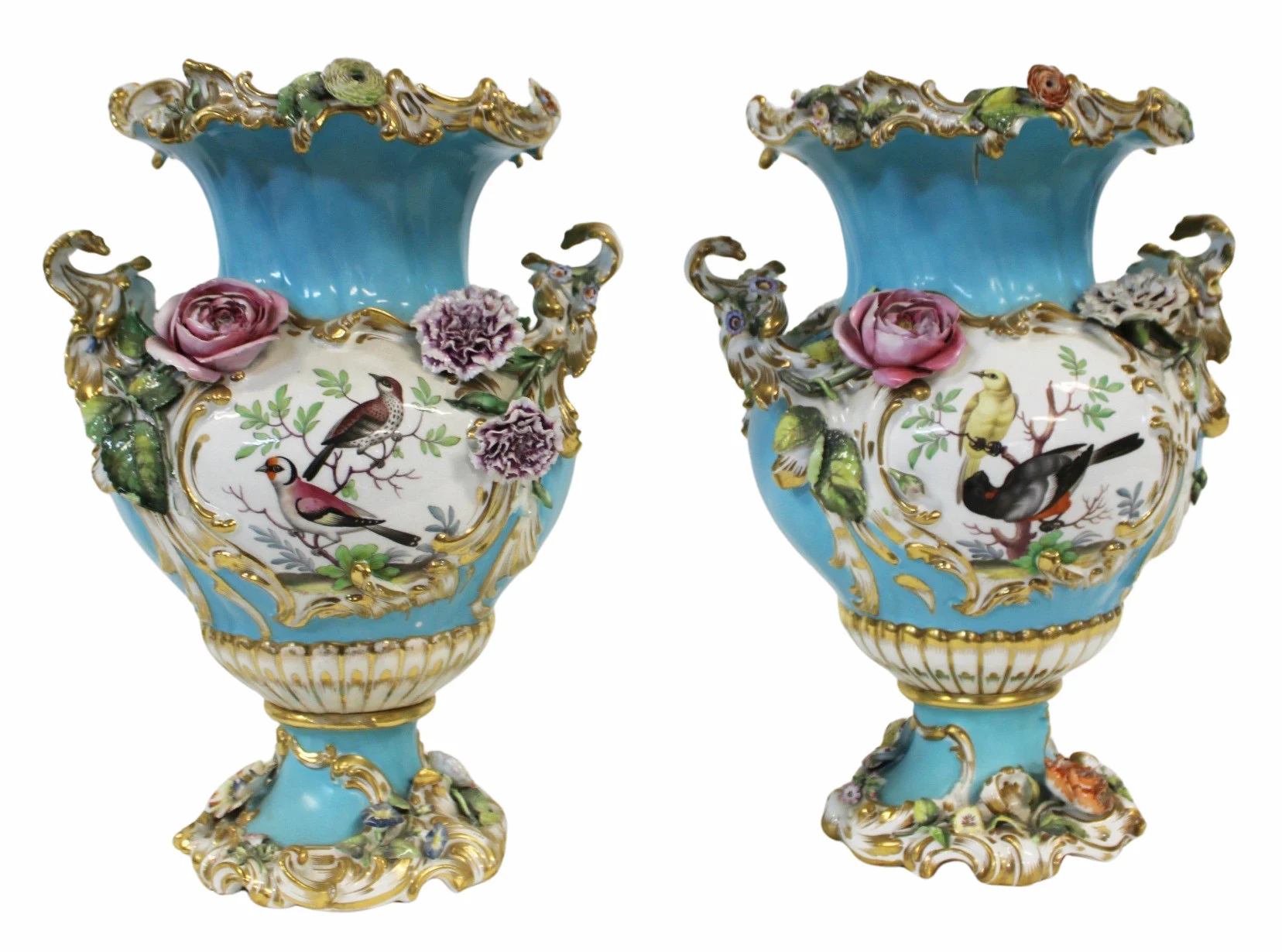 MEISSEN Large Pair of Porcelain Planters.