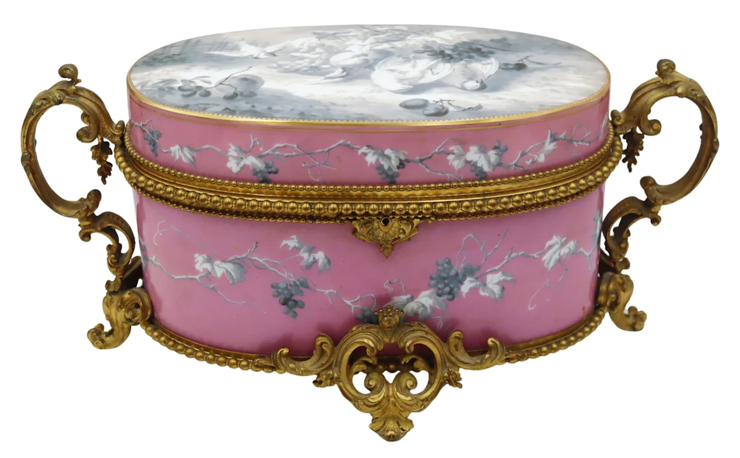 Large 19th C French Bronze Mounted Opaline Glass