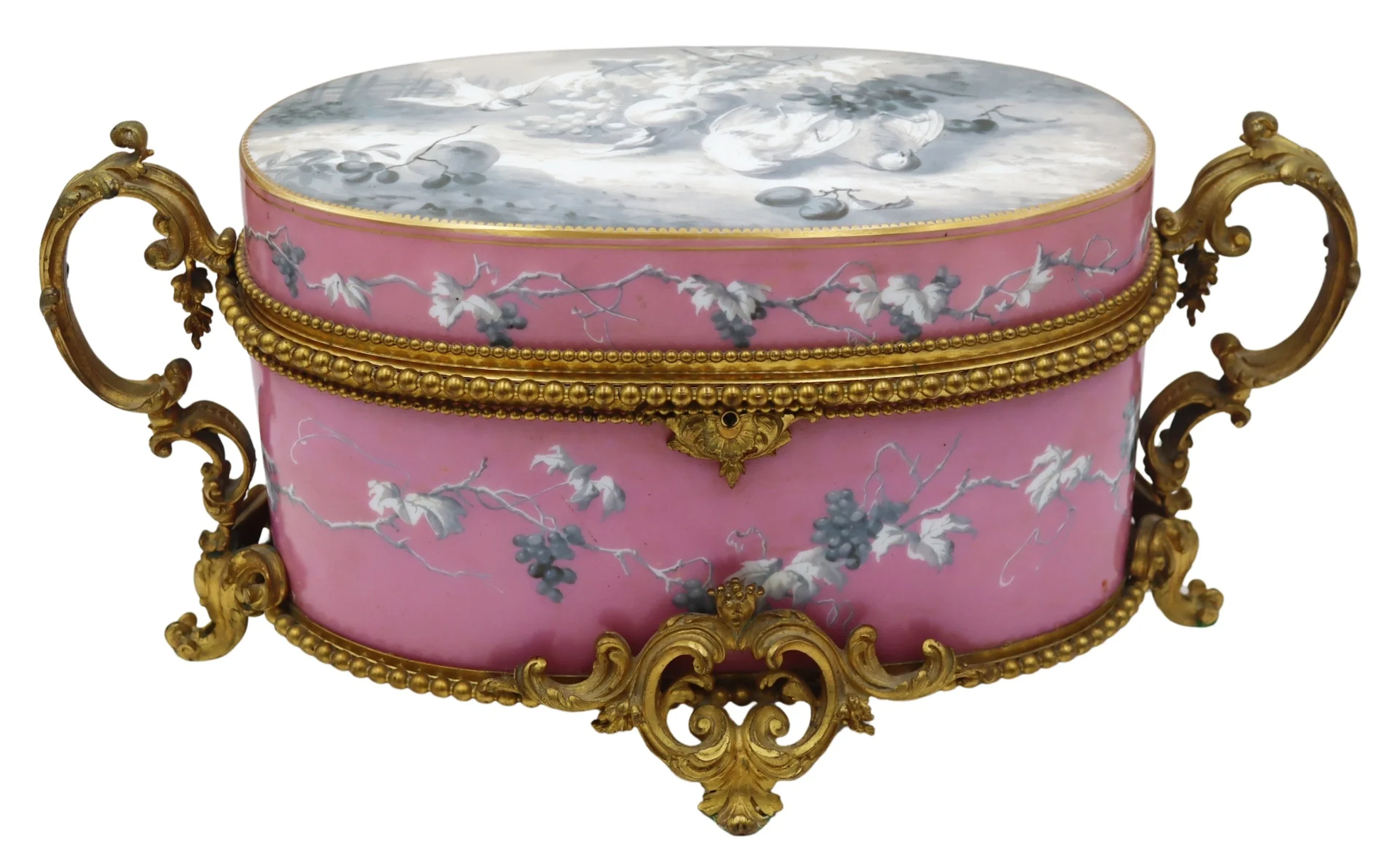 Large 19th C French Bronze Mounted Opaline Glass