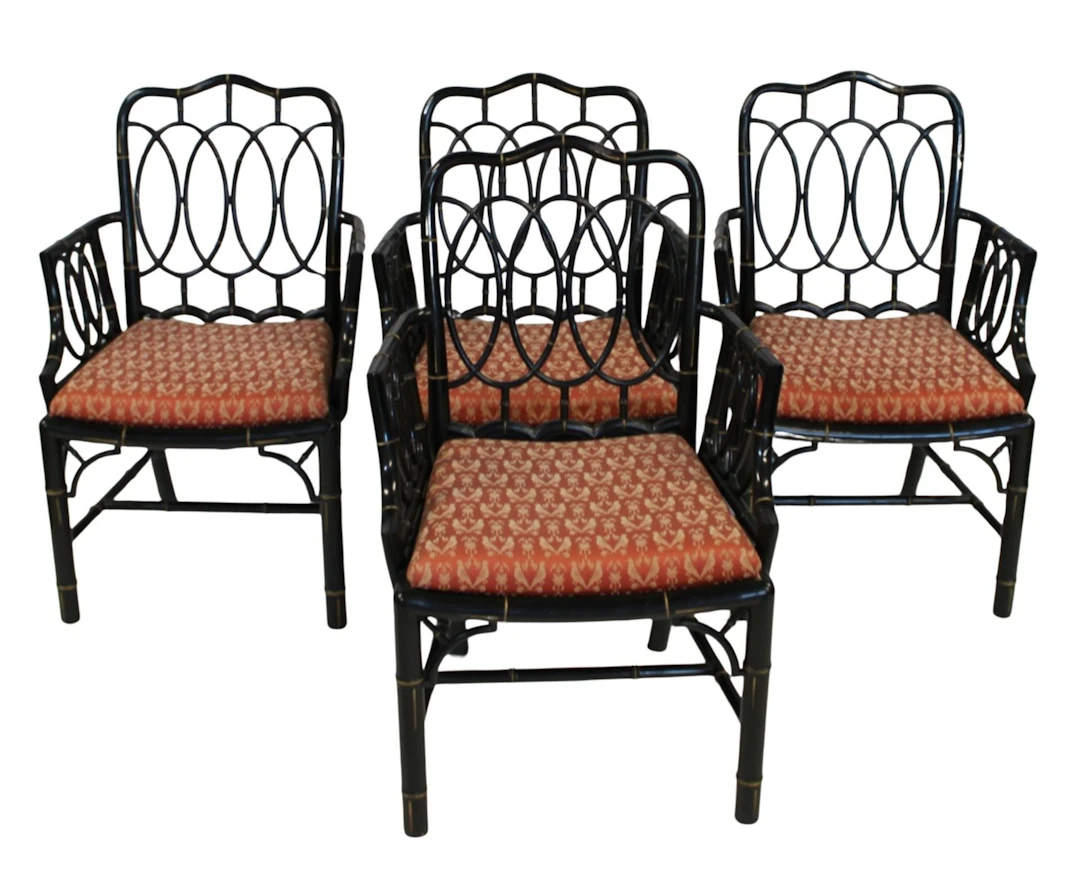 BAKER Set Of 4 Regency Style Bamboo Chairs