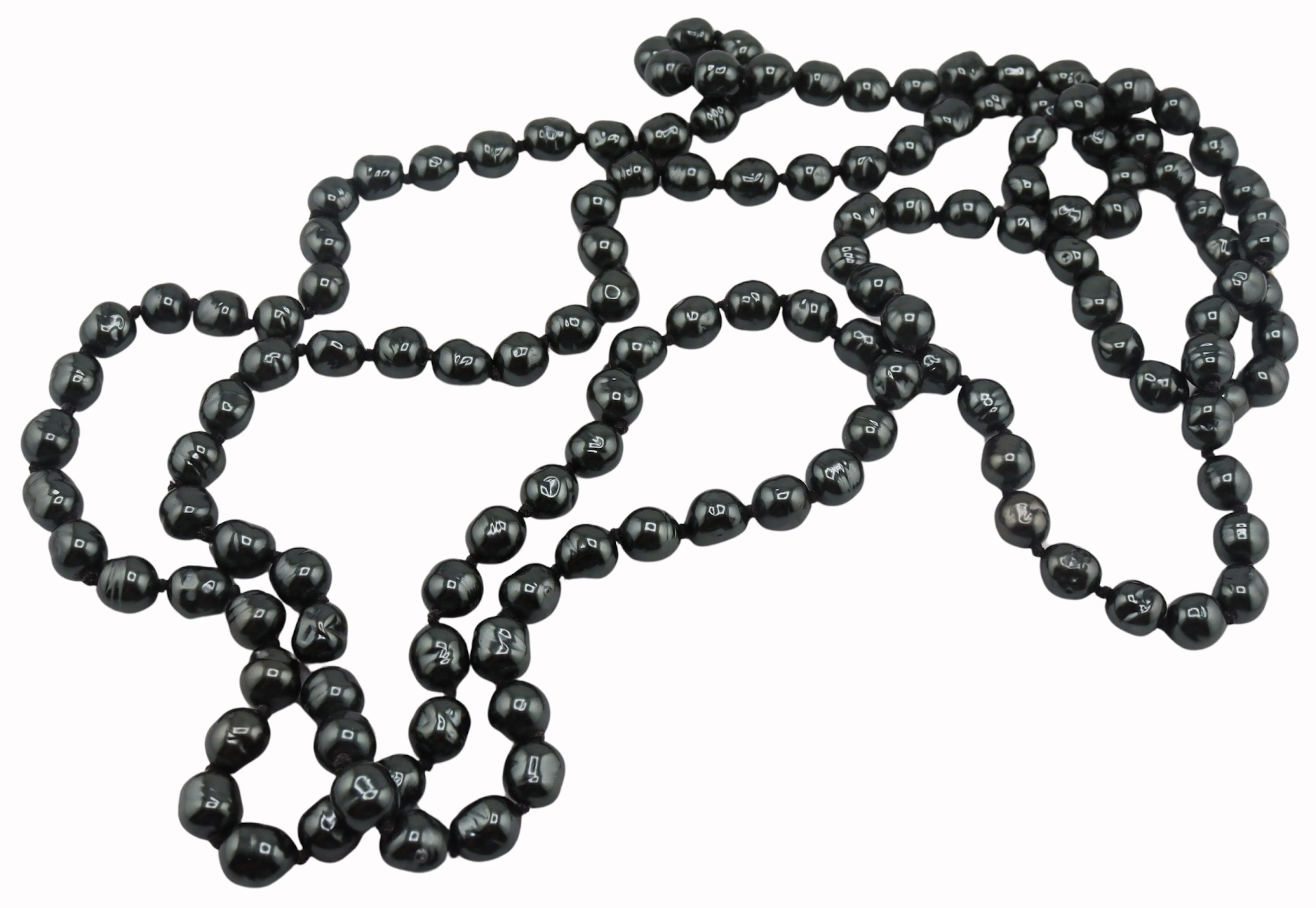COUTURE. Chanel 64" Faux Tahitian Pearl Necklace.