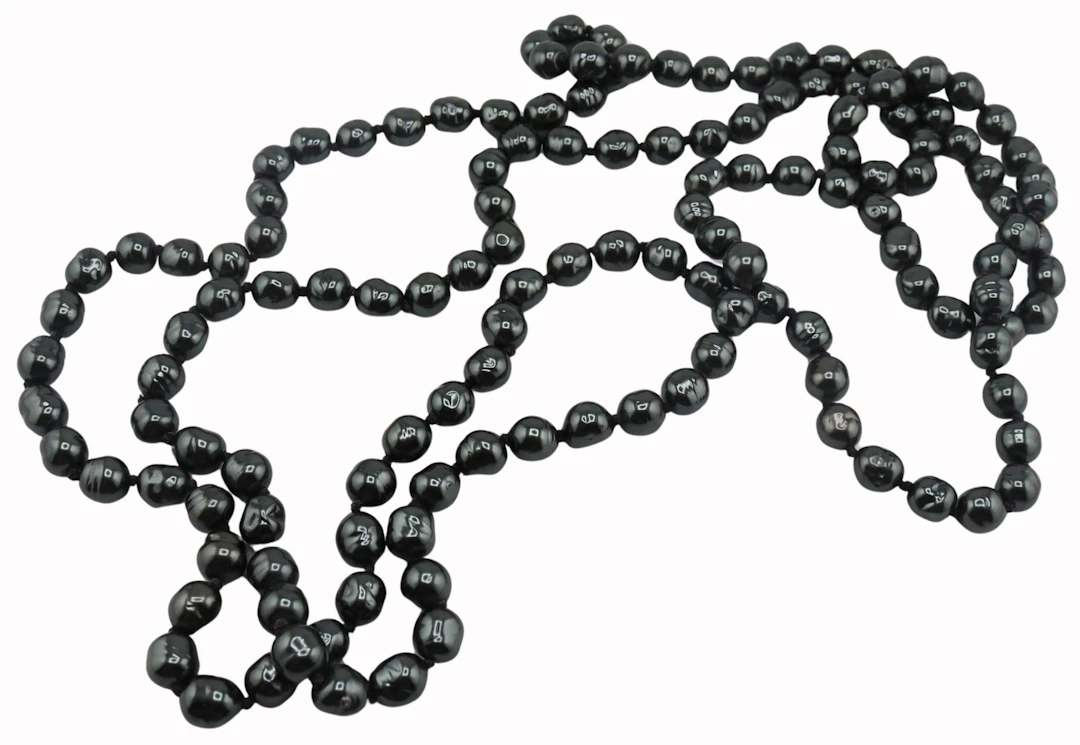 COUTURE. Chanel 64" Faux Tahitian Pearl Necklace.