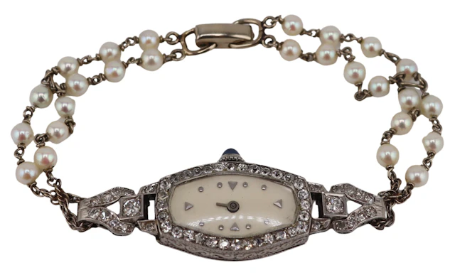 JEWELRY. Art Deco Platinum and Diamond Watch Face