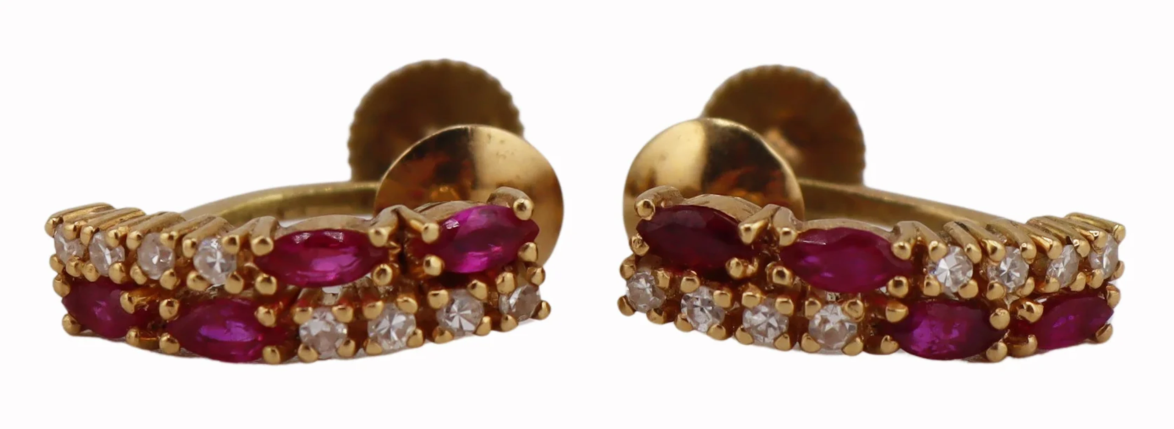 JEWELRY. 18kt Gold, Gem and Diamond Ear Clips.