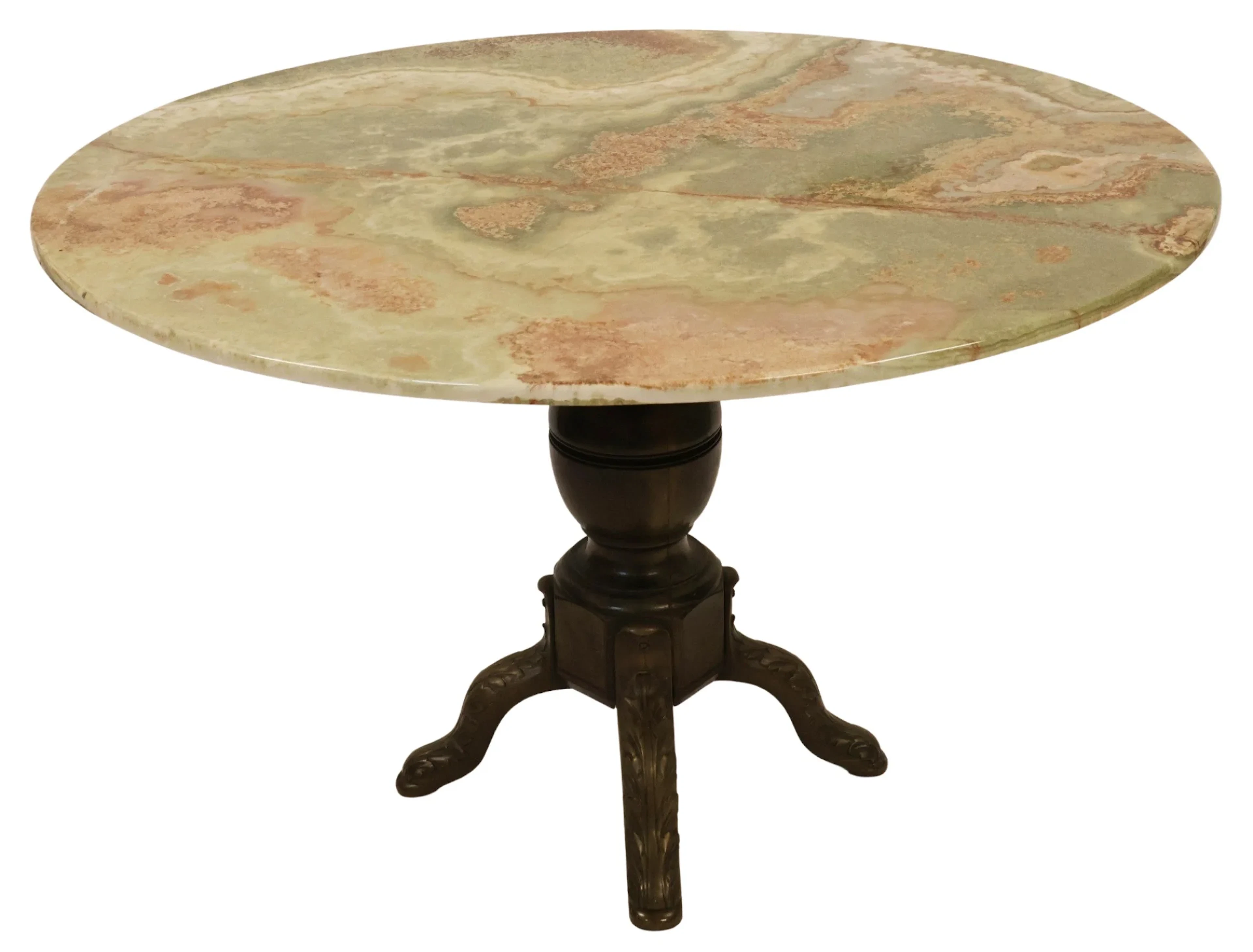 Antique Pedestal Table with Alabaster Top.