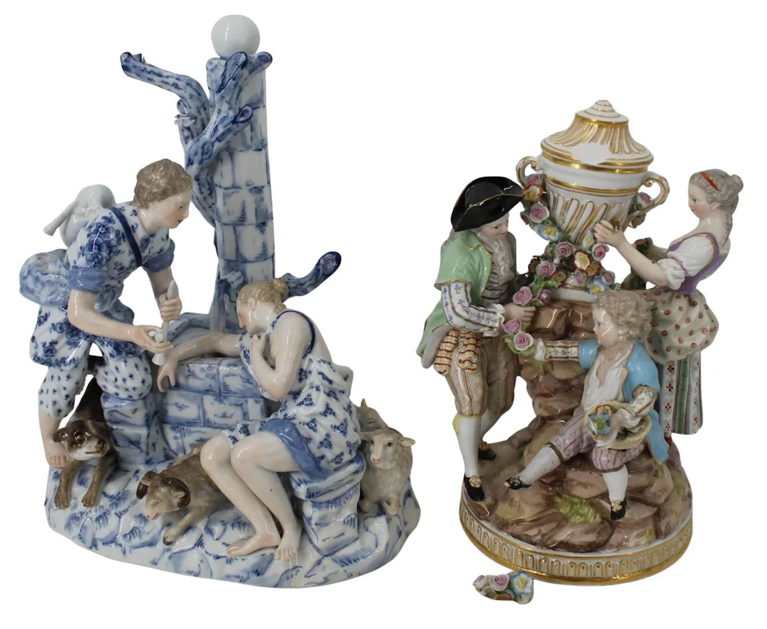 (2) MEISSEN Porcelain Figural Groupings.