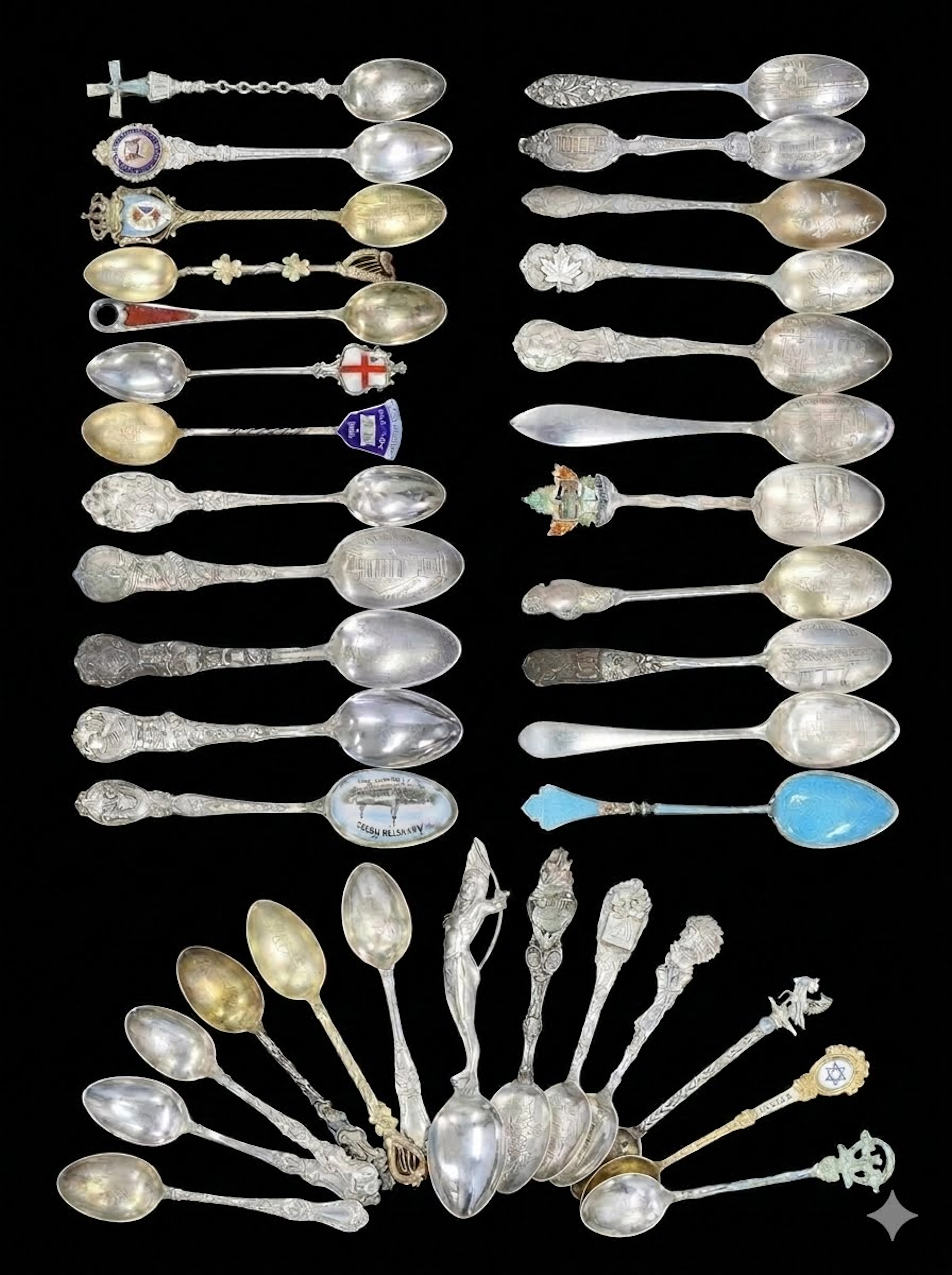 SILVER. Huge Collection of Sterling Souvenir Spoon