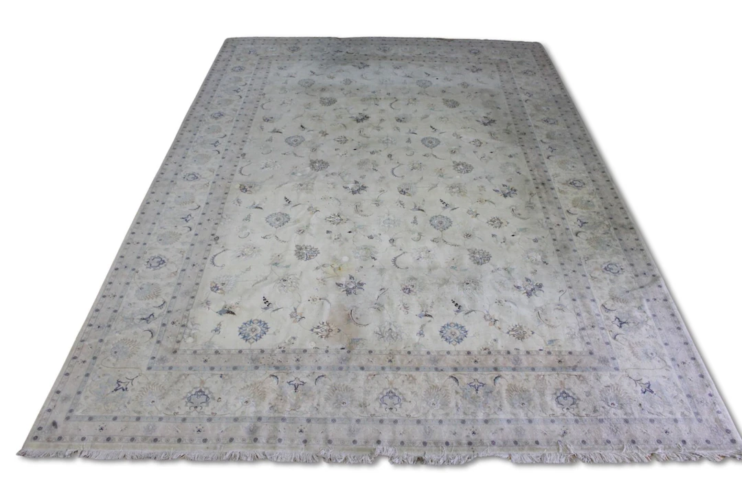 Vintage And Finely Hand Knotted Oushak Style Carpe