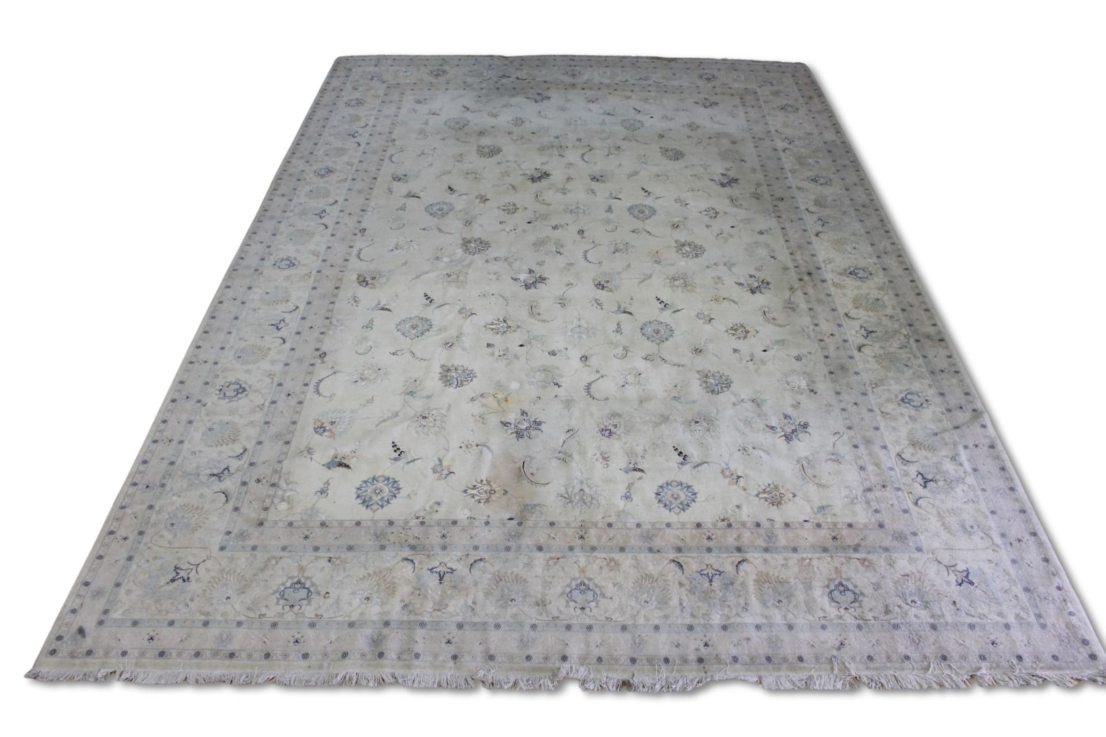 Vintage And Finely Hand Knotted Oushak Style Carpe