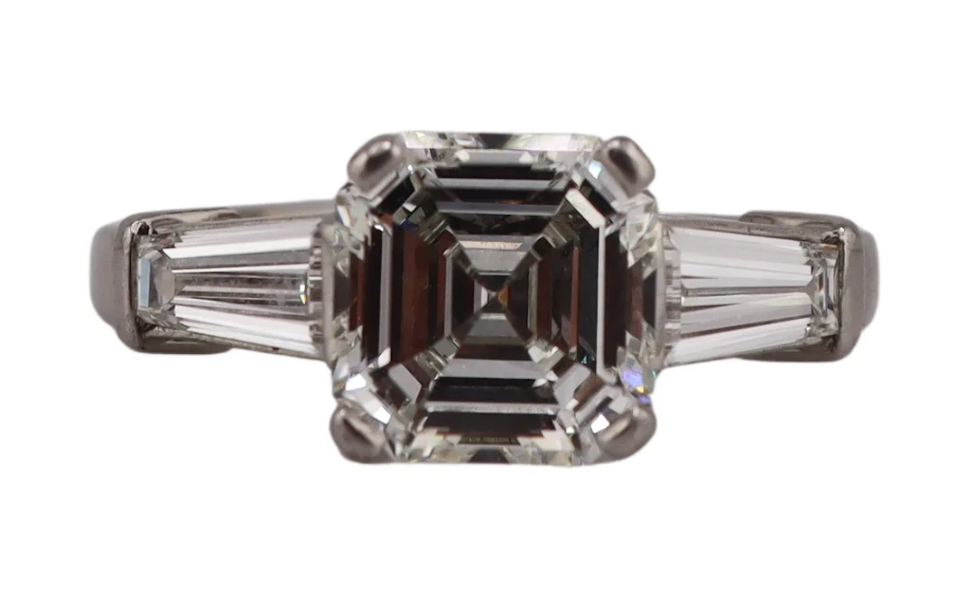 JEWELRY. Platinum Asscher Cut Diamond Engagement