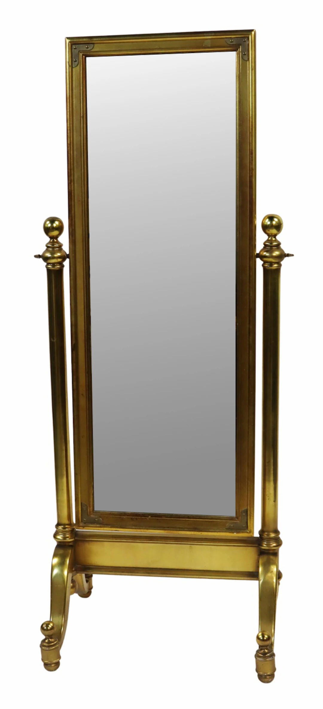 Vintage Brass Cheval Mirror.